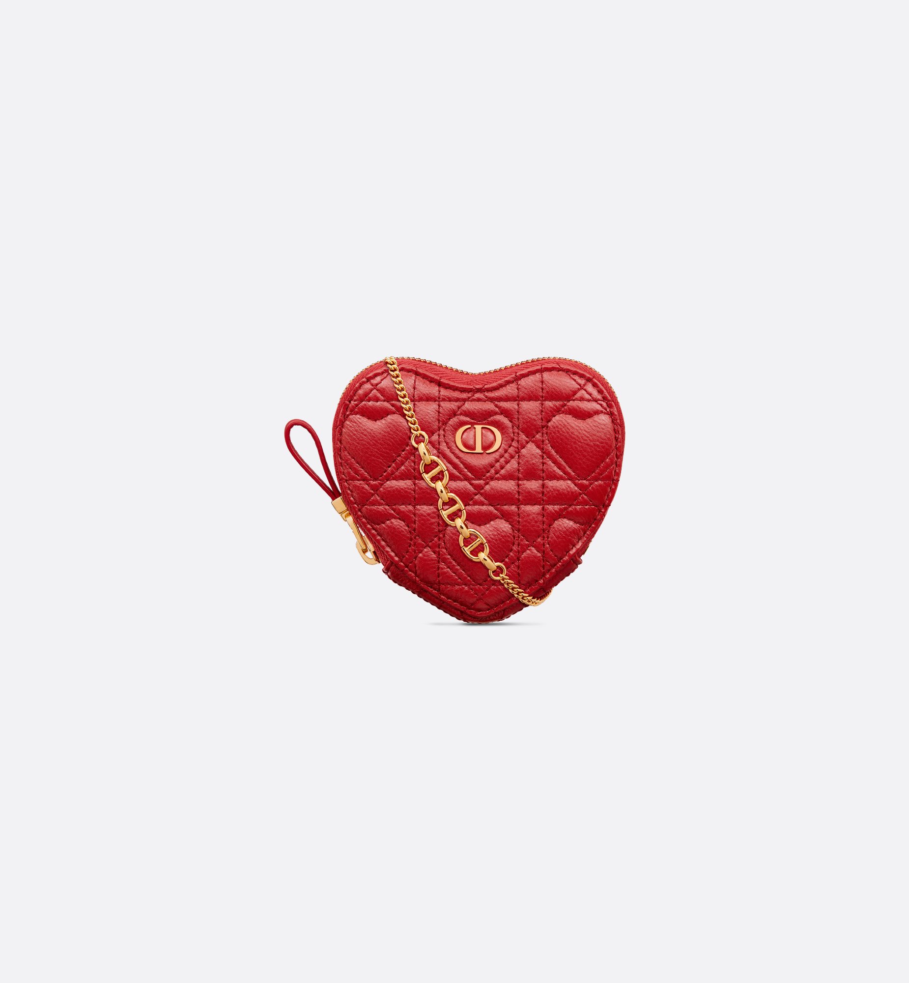Dior Caro Heart Pouch with Chain Antique Pink Cannage Dior Caro Heart Pouch with Chain Antique Pink Cannage