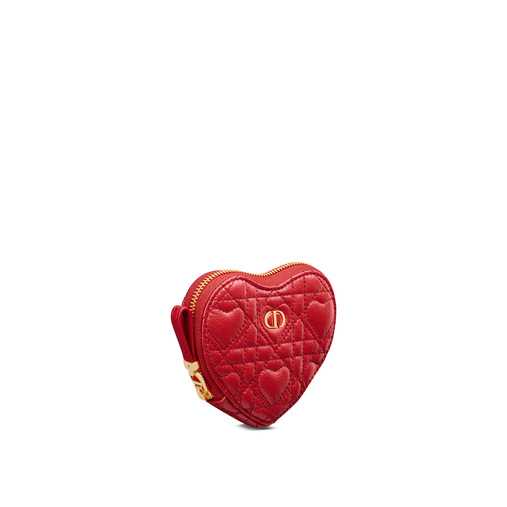 Dioramour Dior Caro Heart Pouch with Chain Red Cannage Calfskin with Heart Motif E03