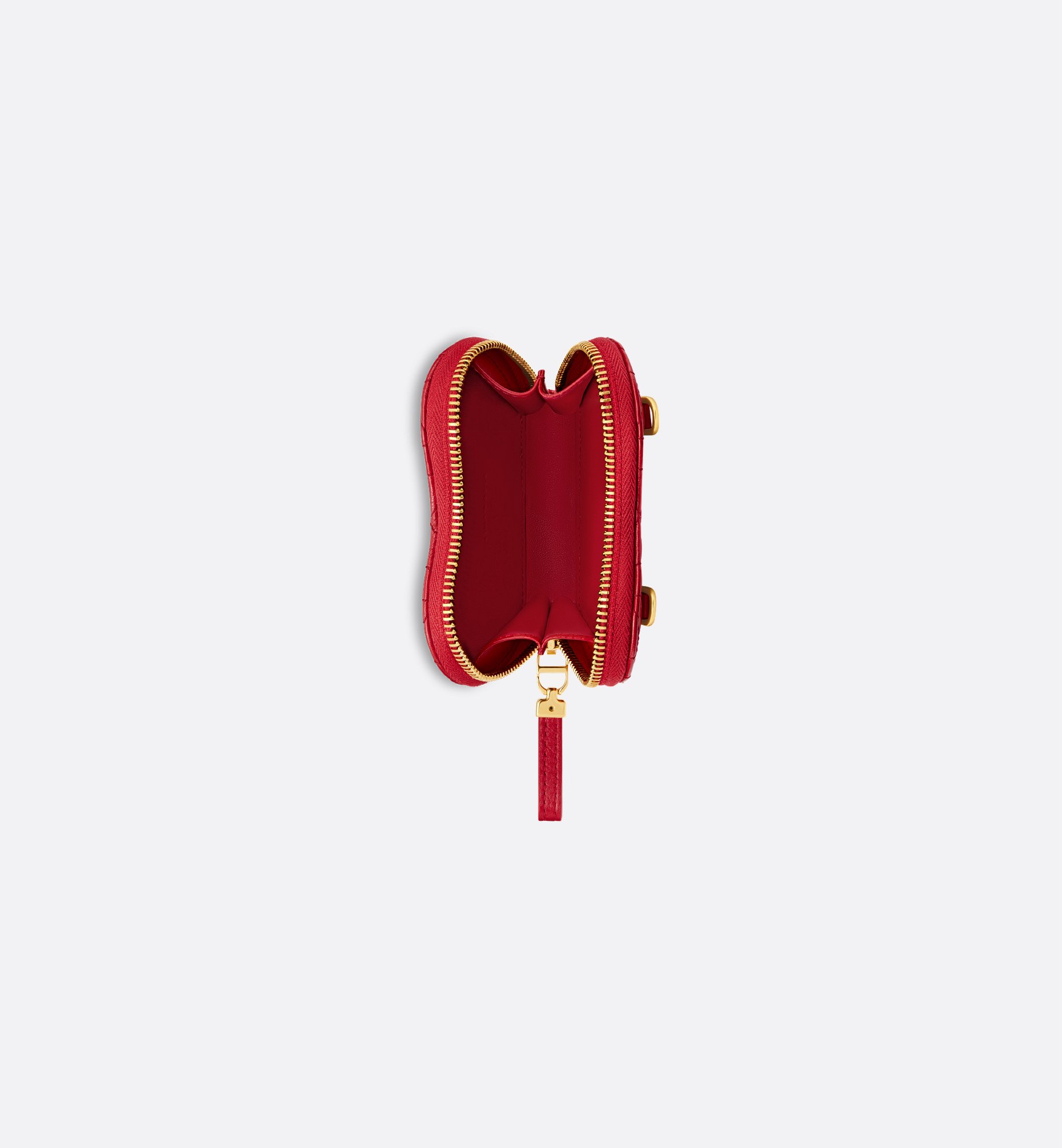 Dioramour Dior Caro Heart Pouch with Chain Red Cannage Dioramour Dior Caro Heart Pouch with Chain Red Cannage