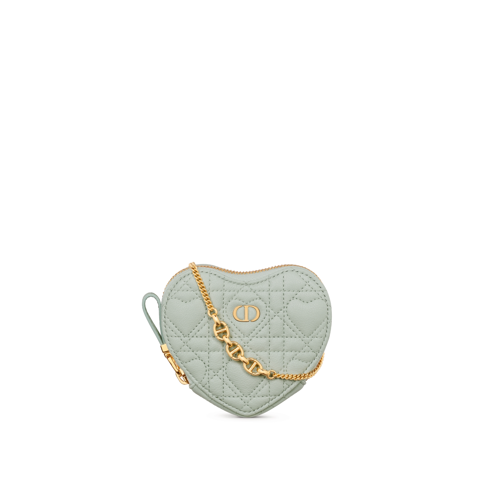 Dioramour Dior Caro Heart Pouch with Chain Black Cannage Calfskin 