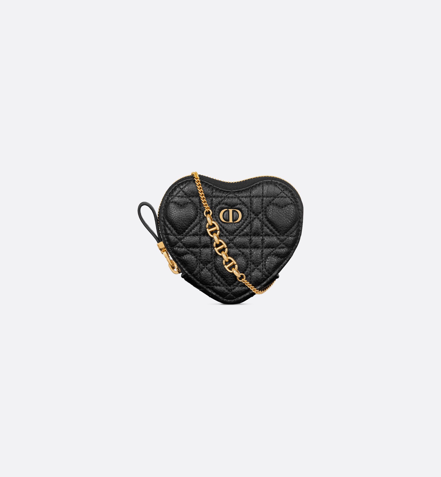 Dior Caro Heart Pouch with Chain Antique Pink Cannage Dior Caro Heart Pouch with Chain Antique Pink Cannage