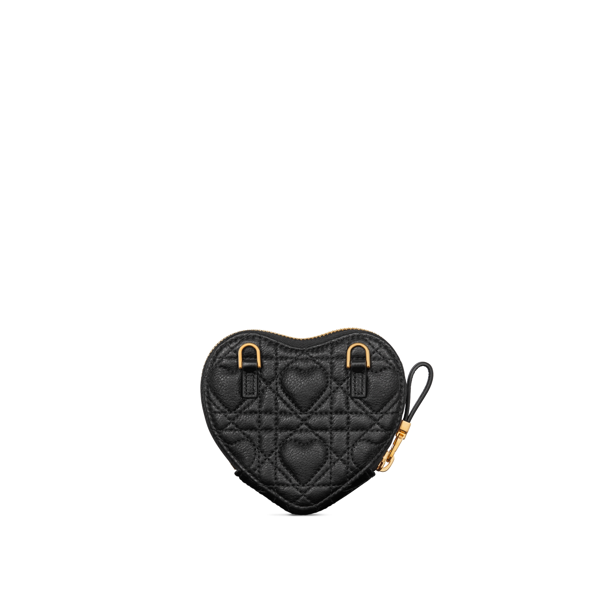 Dioramour Dior Caro Heart Pouch with Chain Black Cannage Calfskin with Heart Motif E08