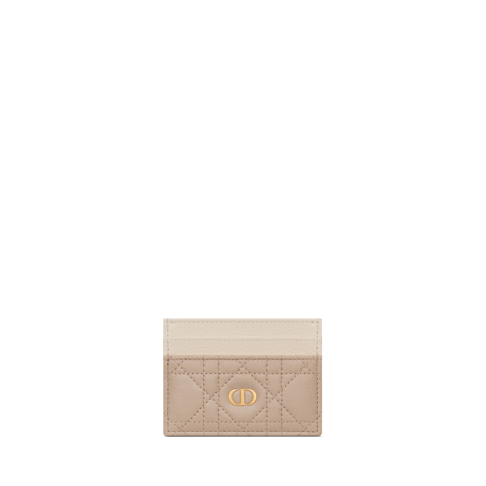 Dior Caro Freesia Card Holder Two-Tone Pink Beige and Light Ivory Cannage Calfskin E01