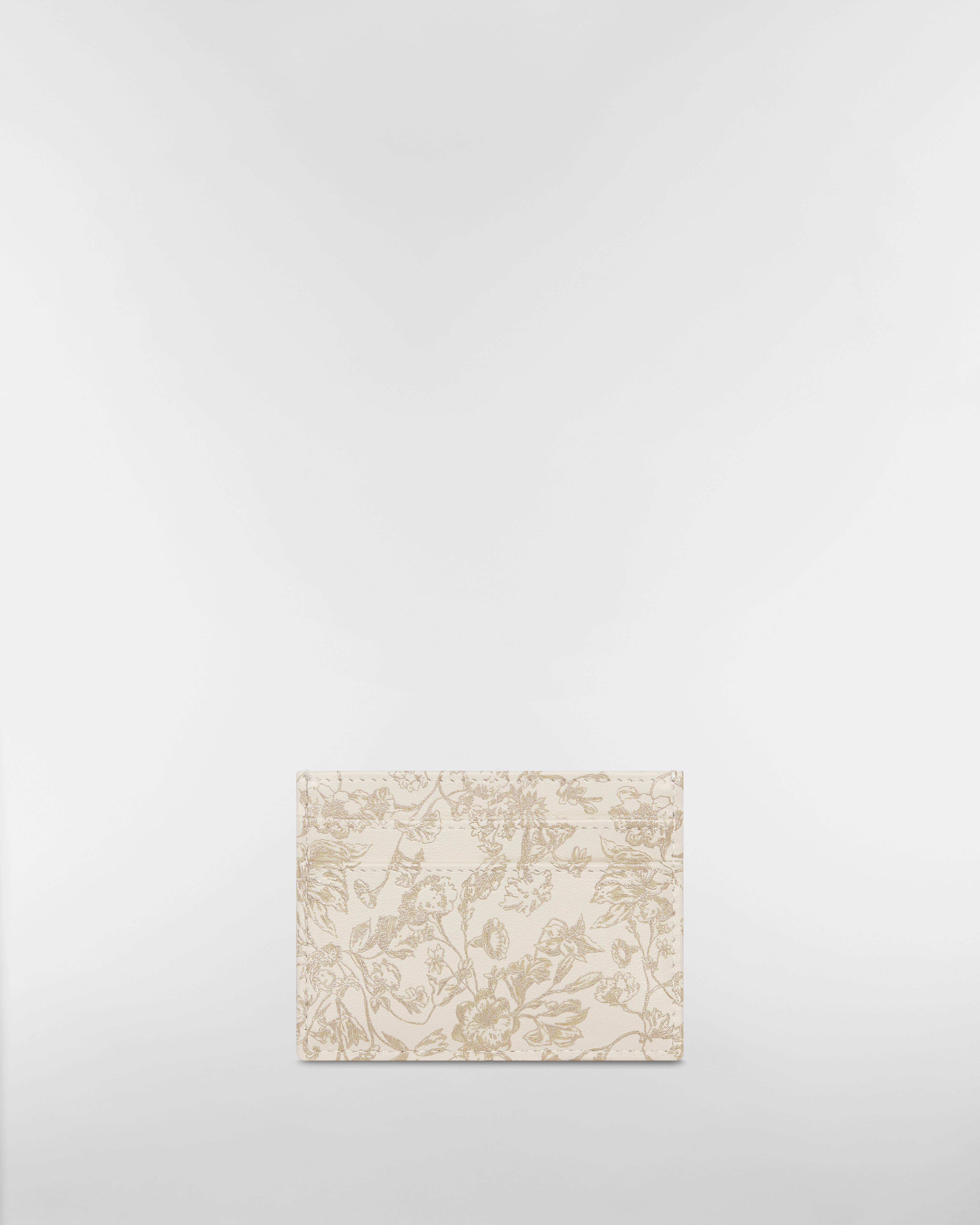 Dior Caro Freesia Card Holder Gold-Tone Millefiori Printed Calfskin E08