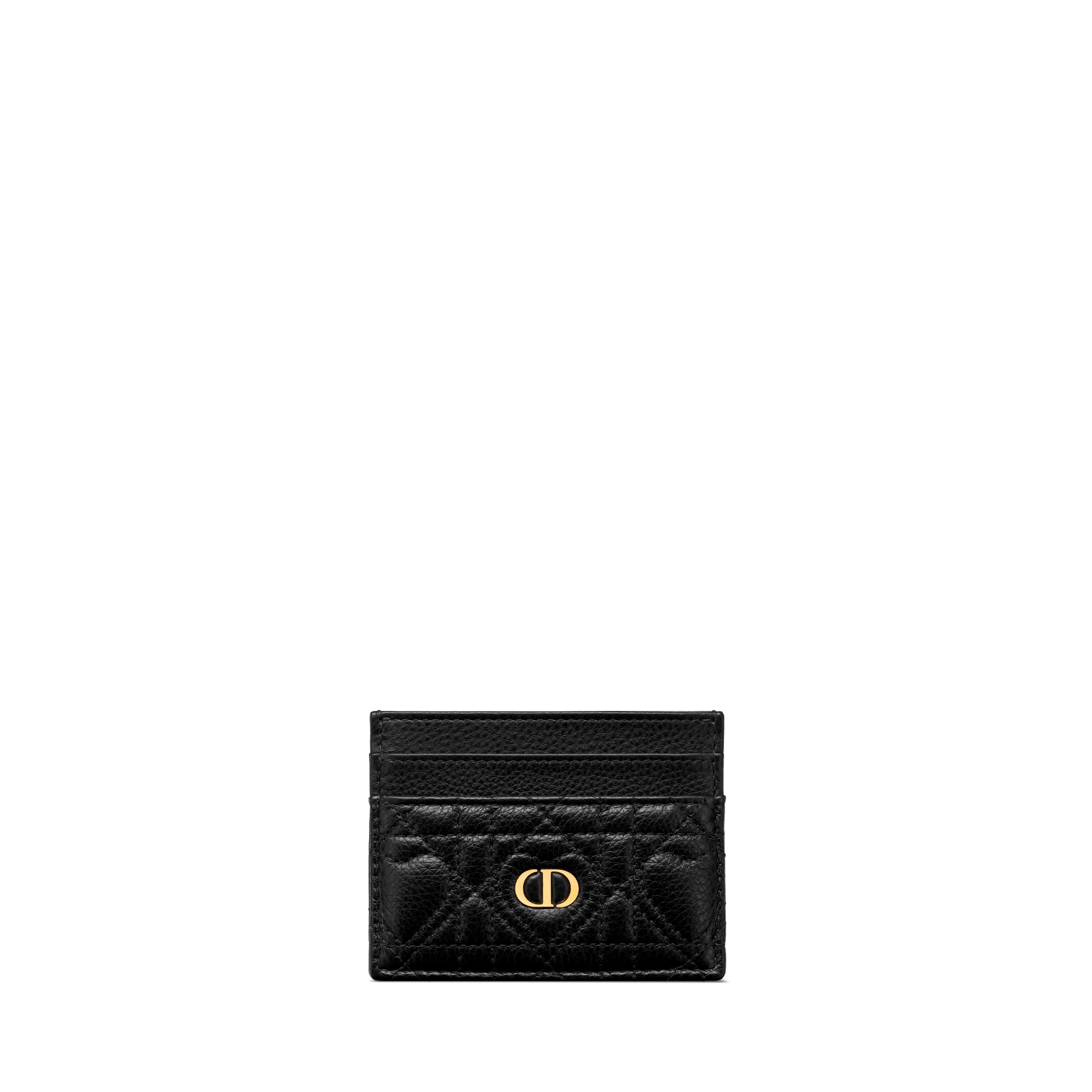 Dioramour Dior Caro Freesia Card Holder Black Cannage Calfskin with Heart Motif E01