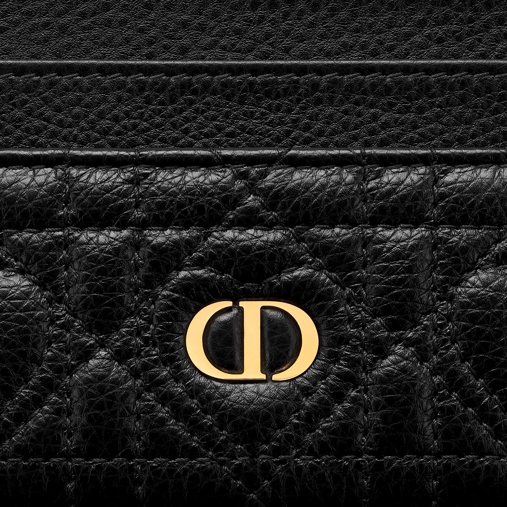 Dioramour Dior Caro Freesia Card Holder Black Cannage Calfskin with Heart Motif E09