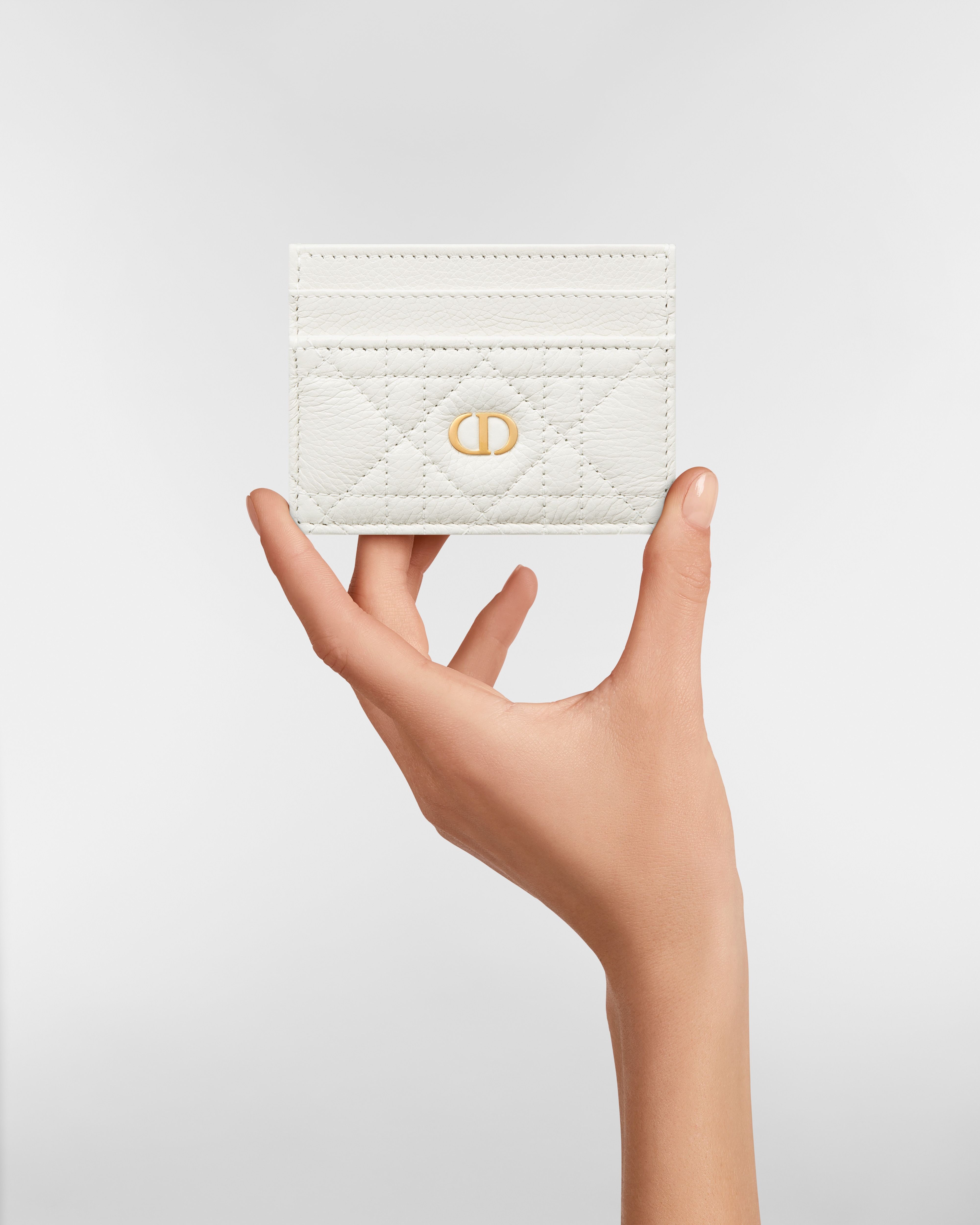 Dior Caro Freesia Card Holder Latte Supple Cannage Calfskin E11