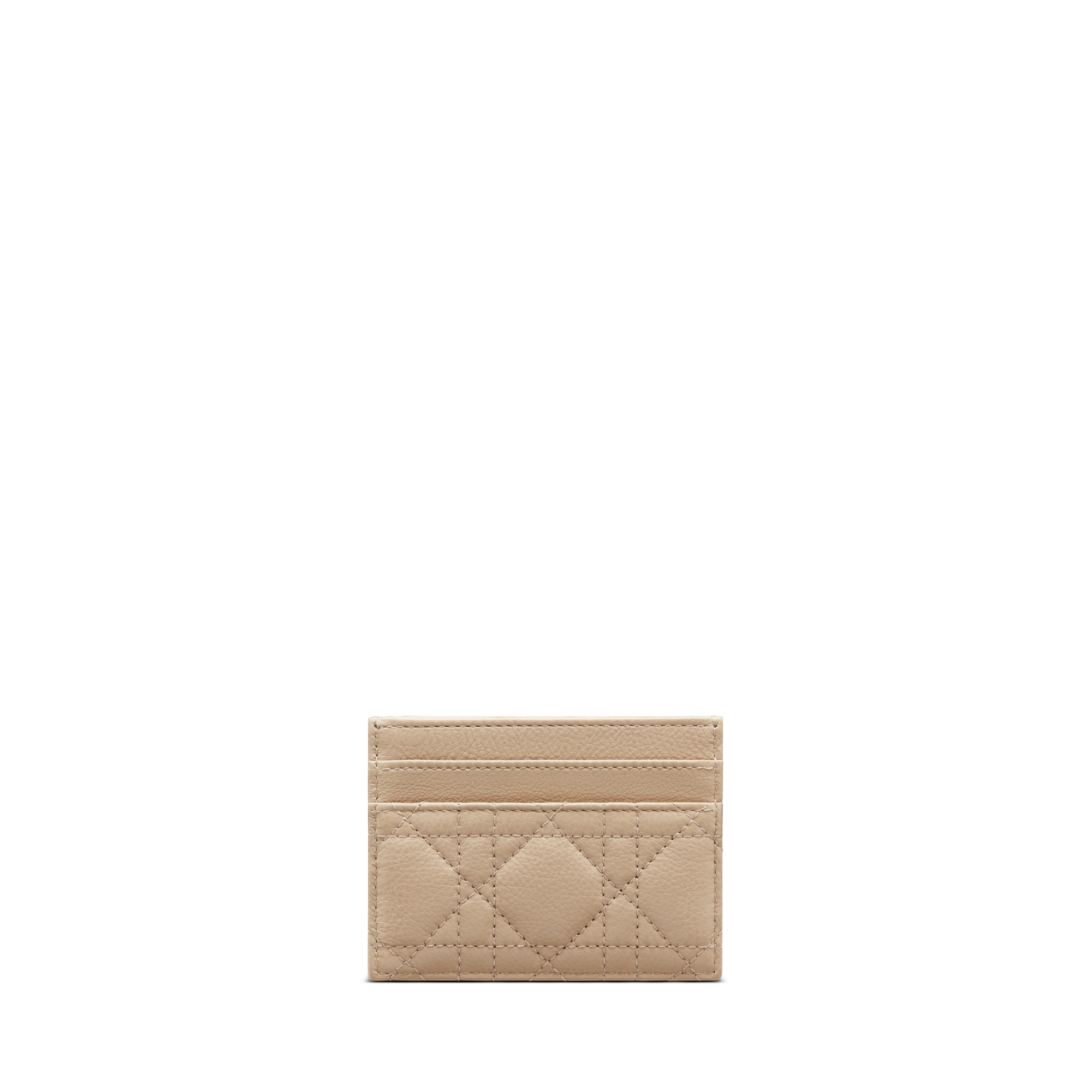 Dior Caro Freesia Card Holder Sand-Colored Supple Cannage Calfskin E08