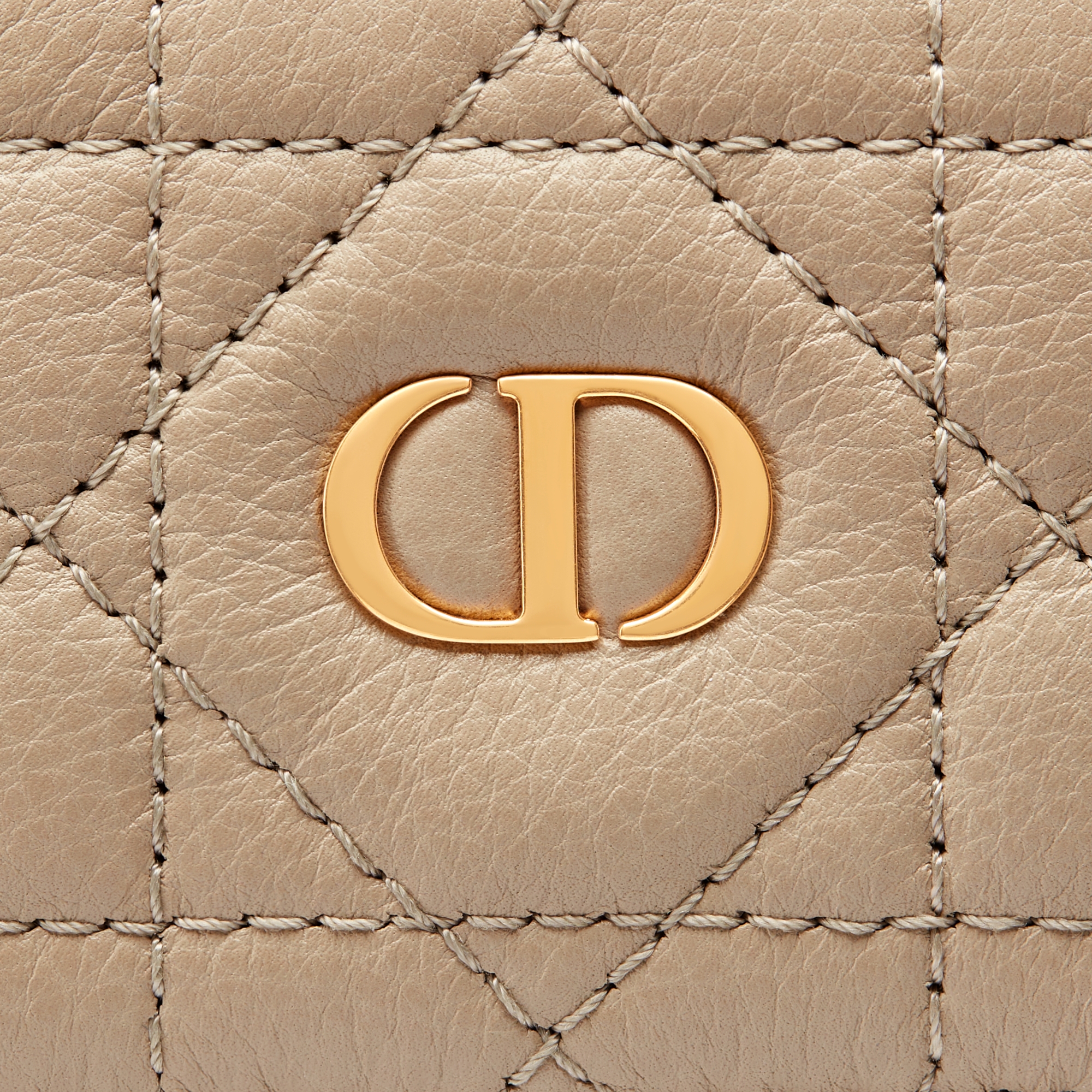Dior Caro Freesia Card Holder Sand-Colored Supple Cannage Calfskin E09