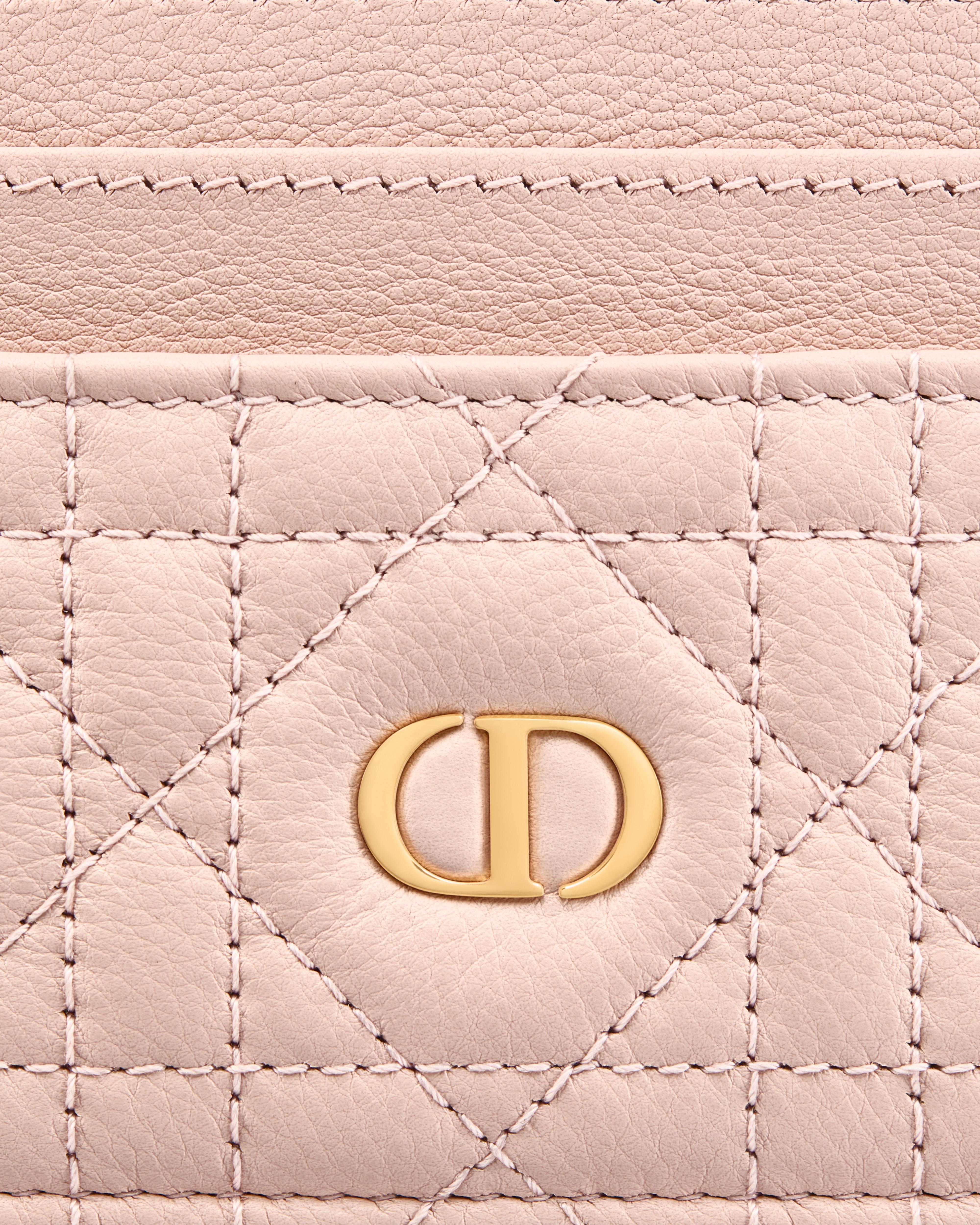 Dior Caro Freesia Card Holder Powder Pink Supple Cannage Calfskin E09
