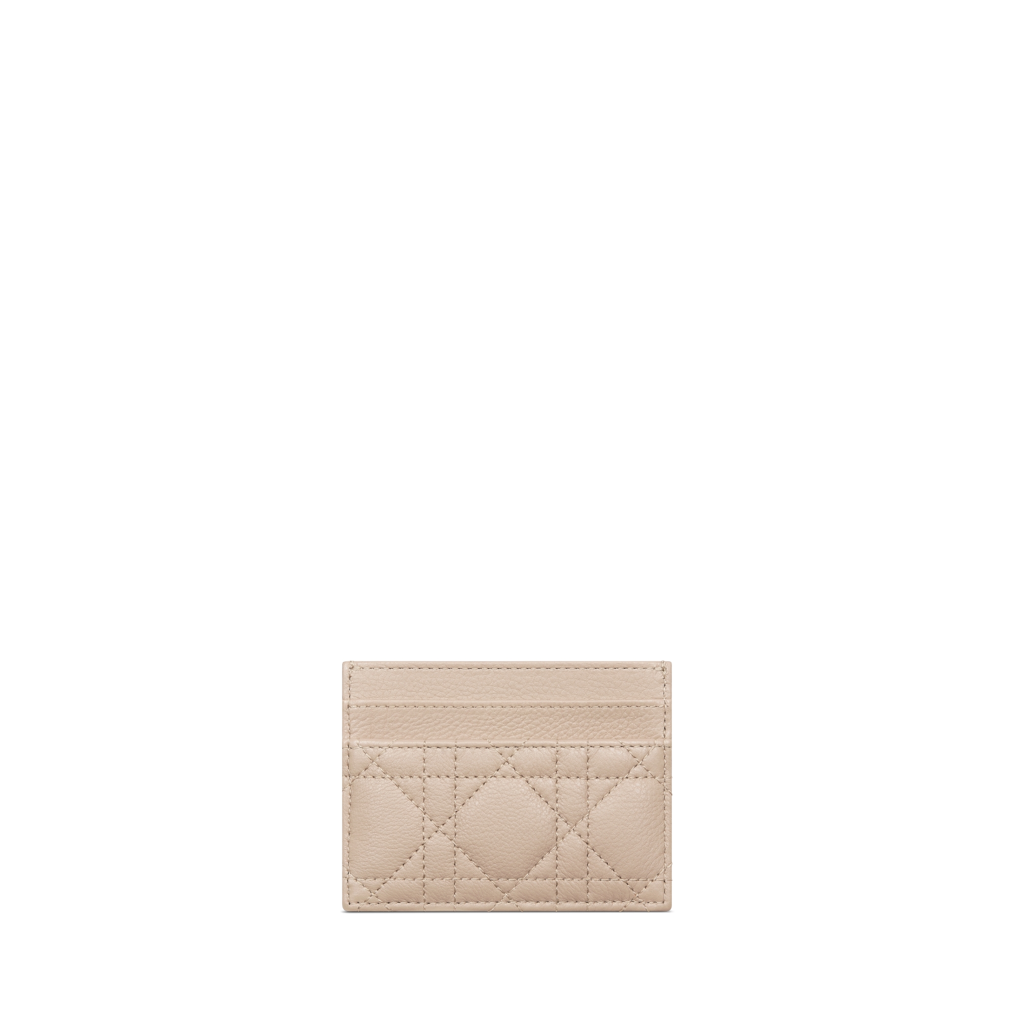 Dior Caro Freesia-kaarthouder Soepel poederbeige kalfsleer met Cannage-motief E08