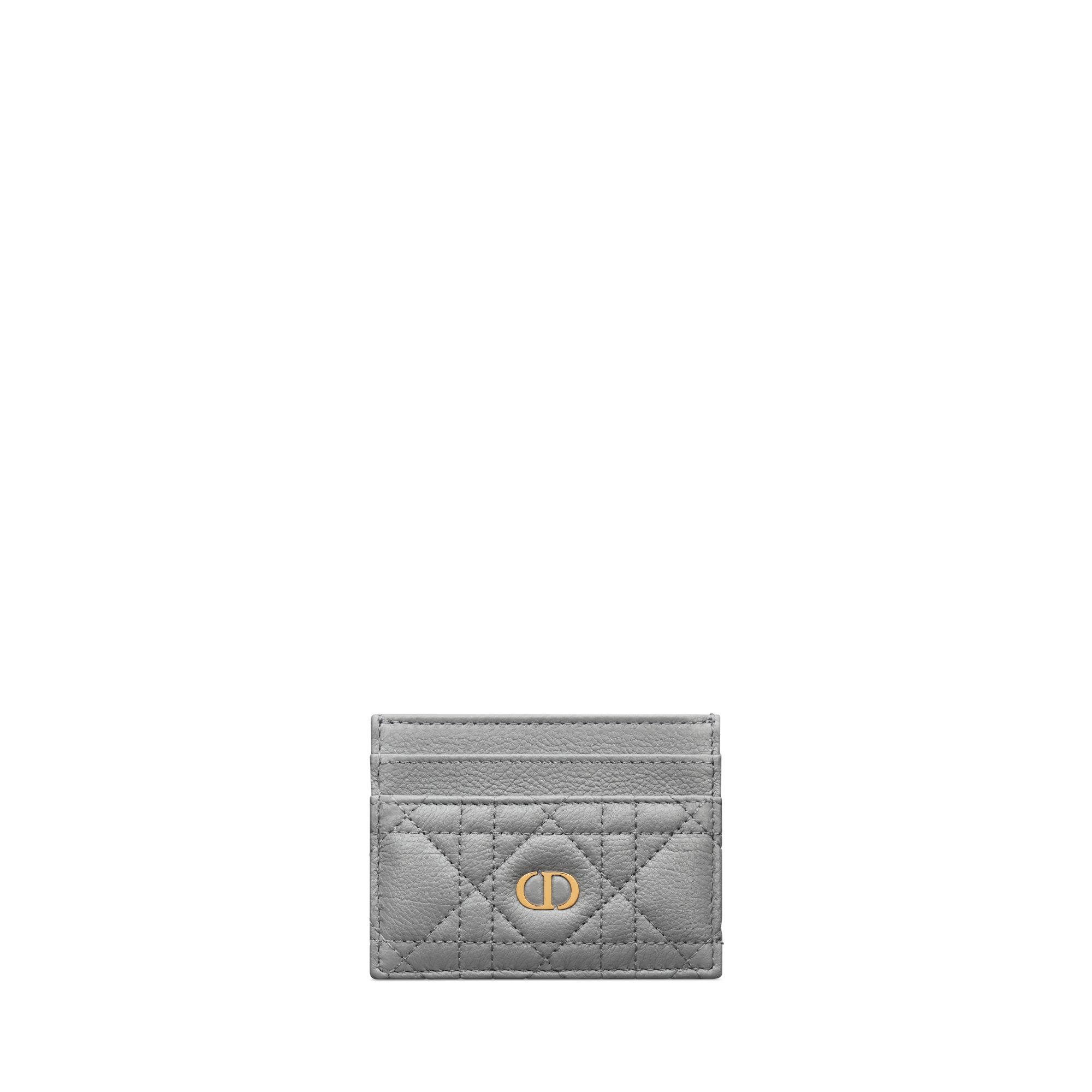 Dior Caro Freesia Card Holder Anthracite Gray Supple Cannage Calfskin E01