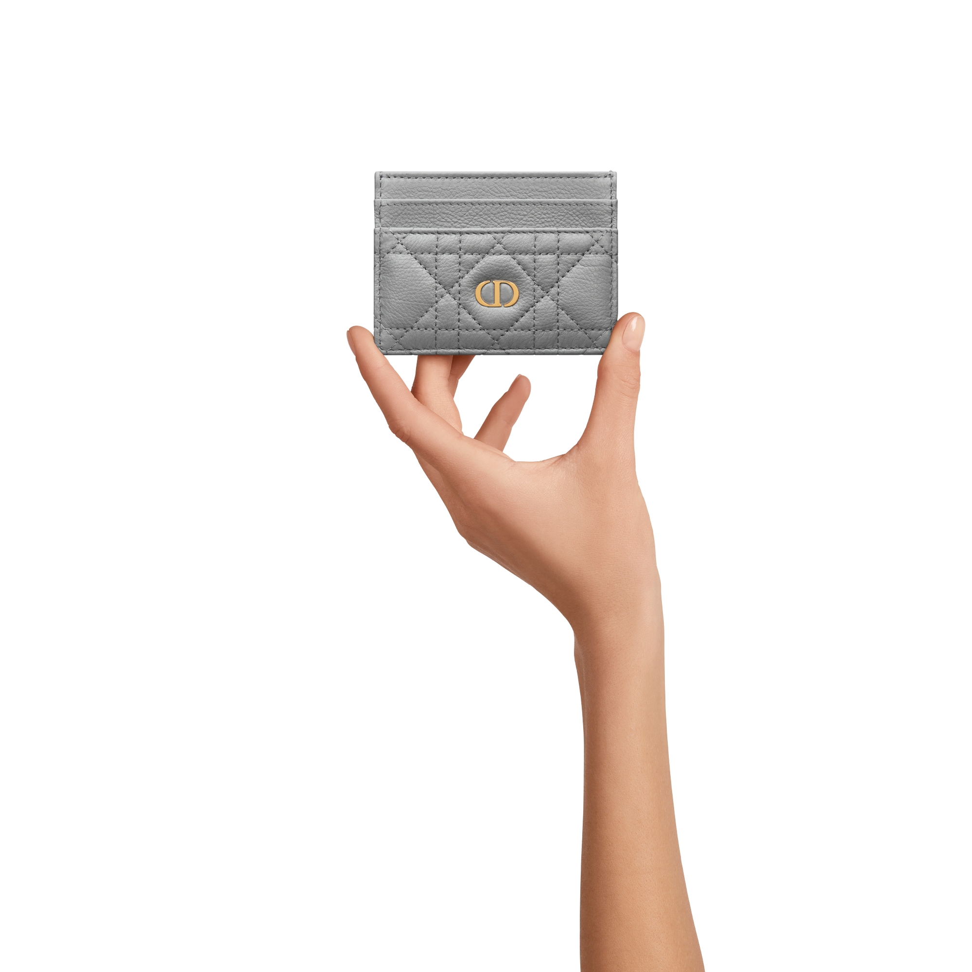 กระเป๋าใส่บัตร Dior Caro Freesia หนังลูกวัวสัมผัสนุ่มลาย Cannage สีแอนทราไซต์เกรย์ E11