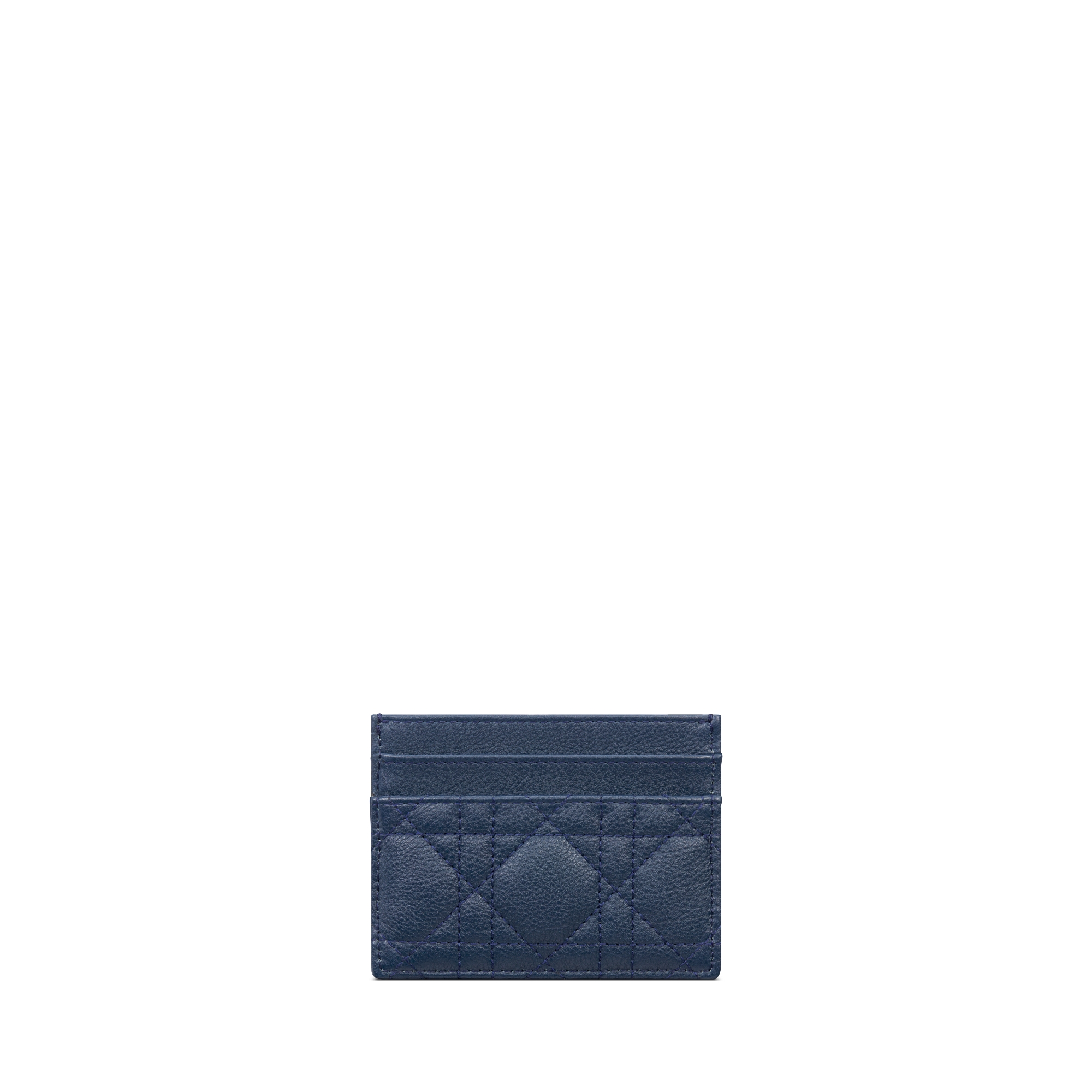 Dior Caro Freesia Card Holder Deep Ocean Blue Supple Cannage Calfskin E08