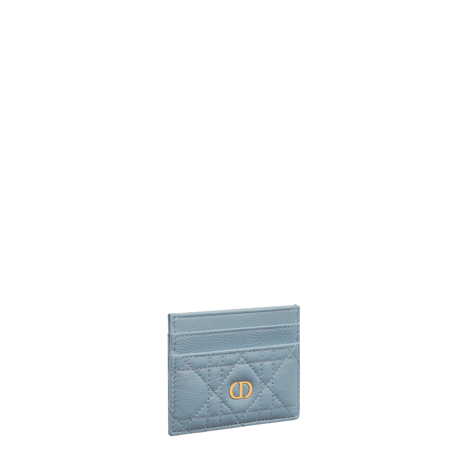 Dior Caro Freesia Card Holder Cloud Blue Supple Cannage Calfskin E03