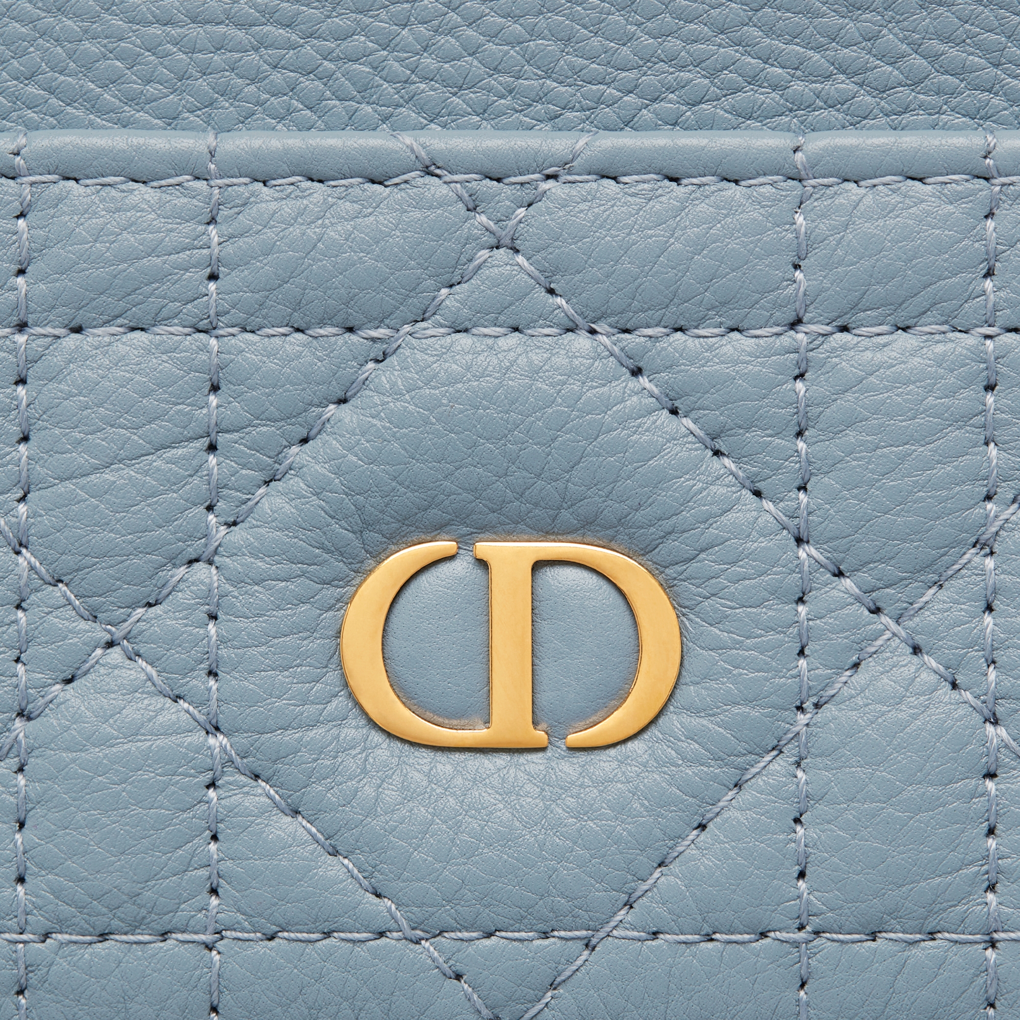 Dior Caro Freesia Card Holder Cloud Blue Supple Cannage Calfskin E09