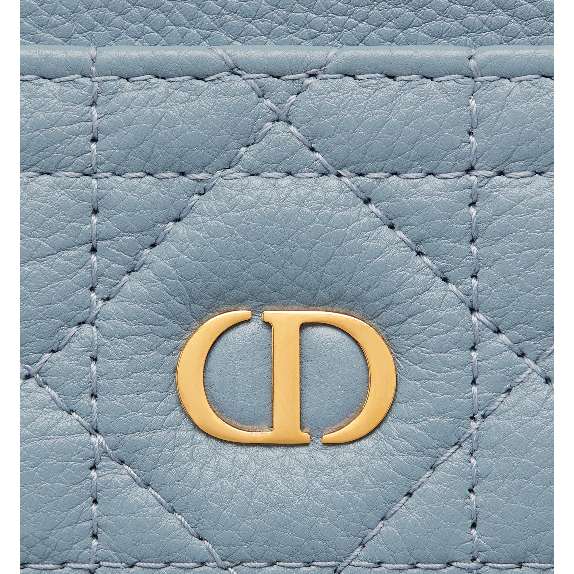 Dior Caro Freesia Card Holder Cloud Blue Supple Cannage Calfskin E09