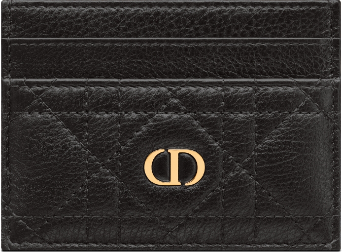 Dior Caro Freesia Card Holder Black Supple Cannage Calfskin DIOR