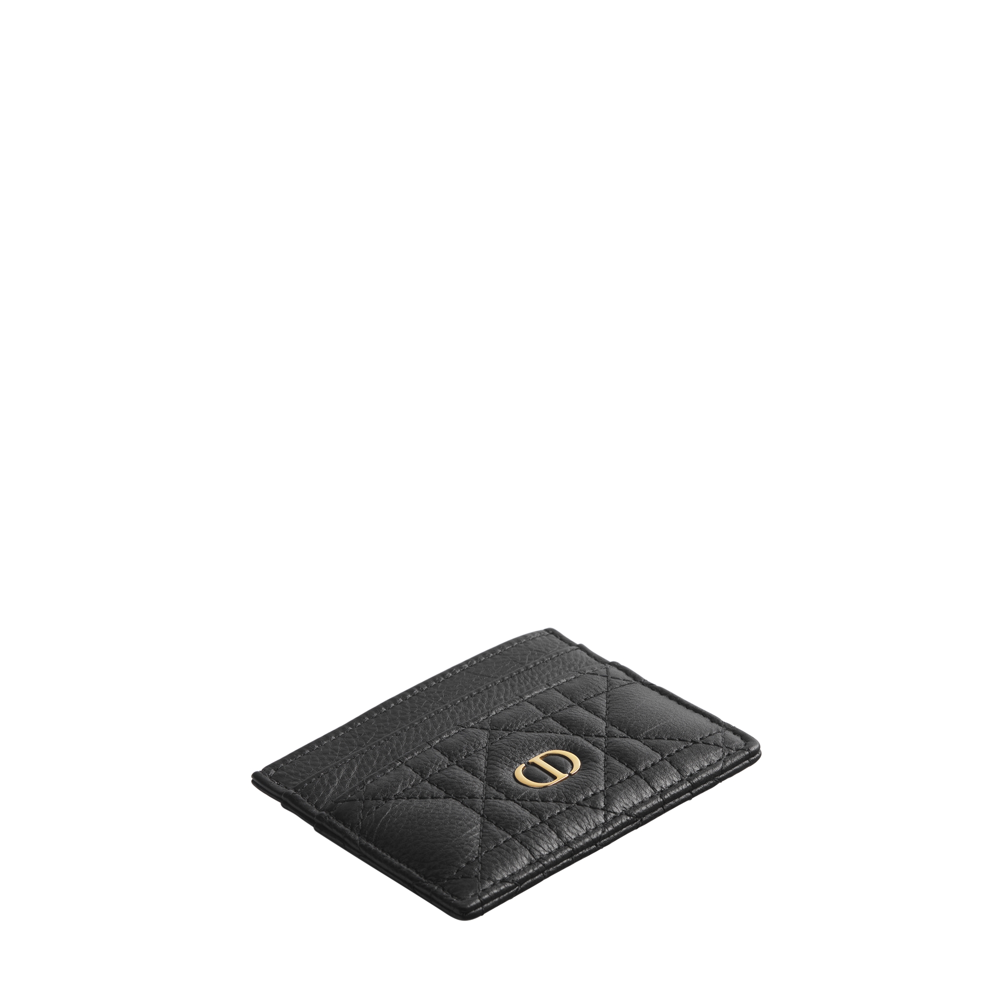 Dior Caro Freesia Card Holder Black Supple Cannage Calfskin E03