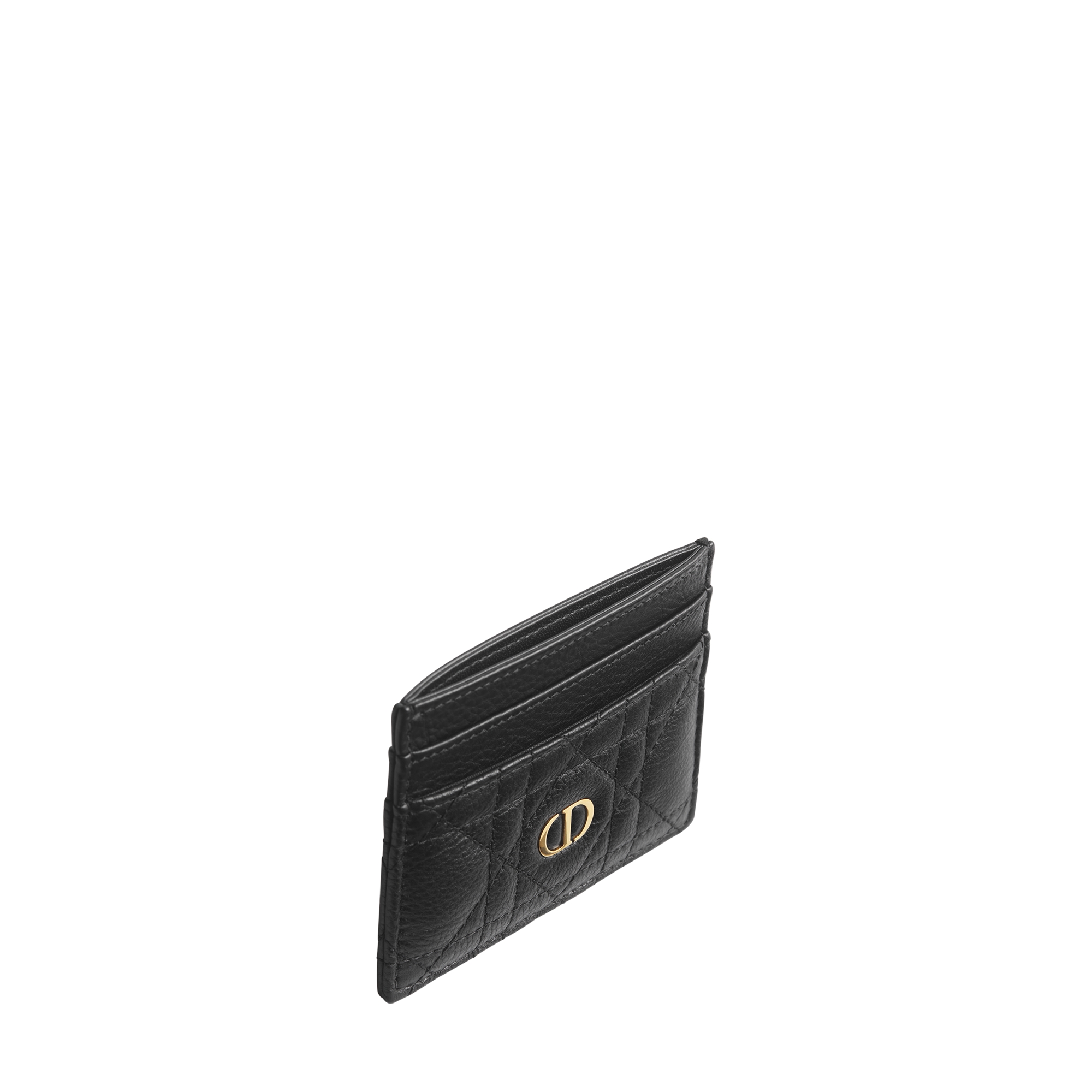 Dior Caro Freesia Card Holder Black Supple Cannage Calfskin E06