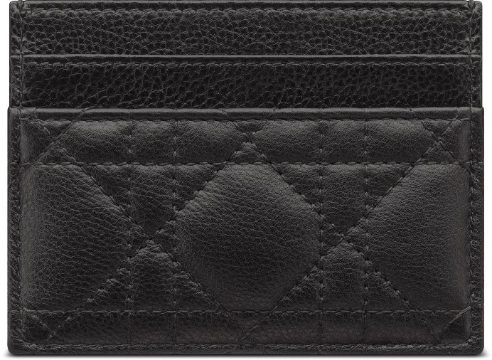 Dior Caro Freesia Card Holder Black Supple Cannage Calfskin | DIOR