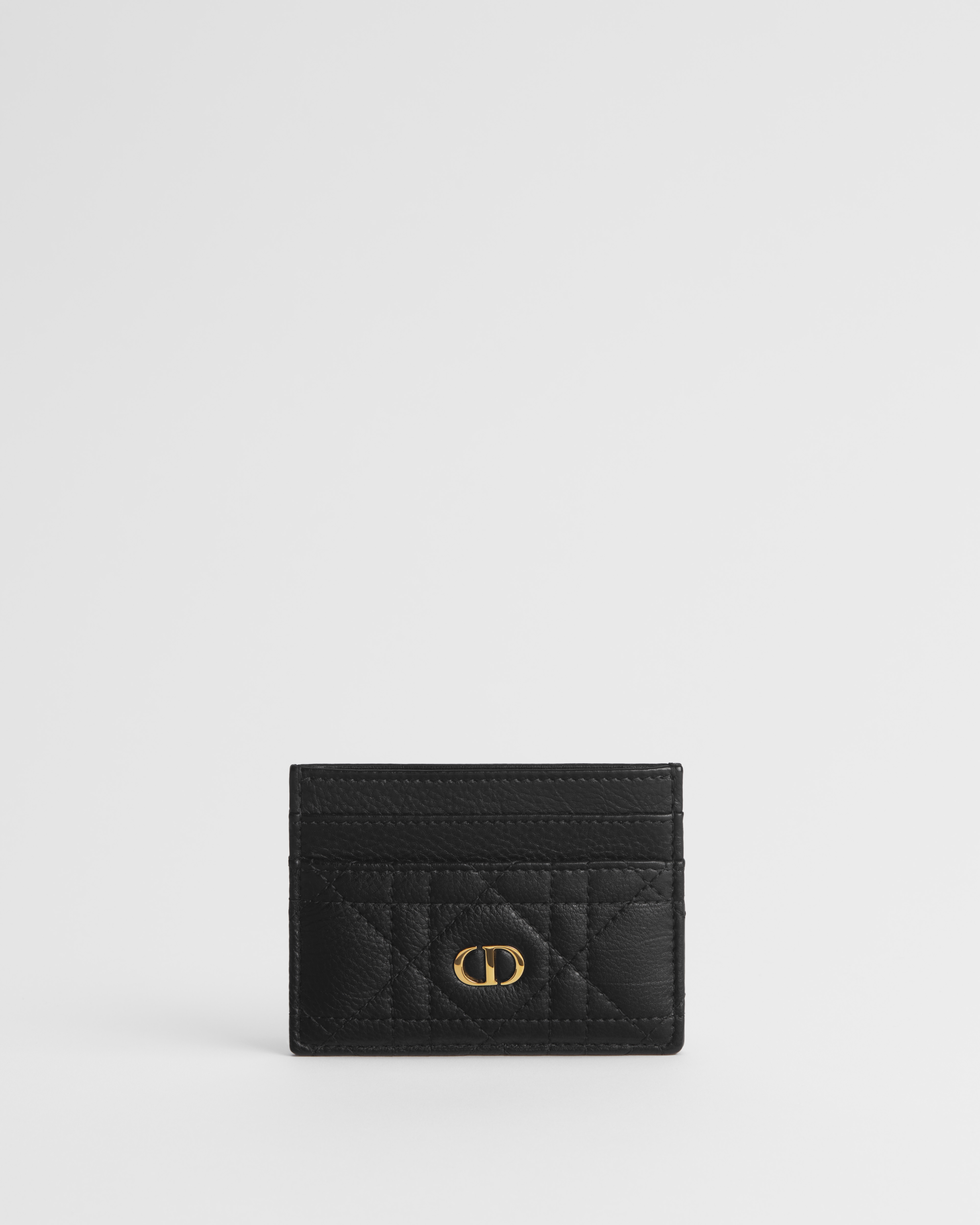 Dior Caro Freesia Card Holder Black Supple Cannage Calfskin E01