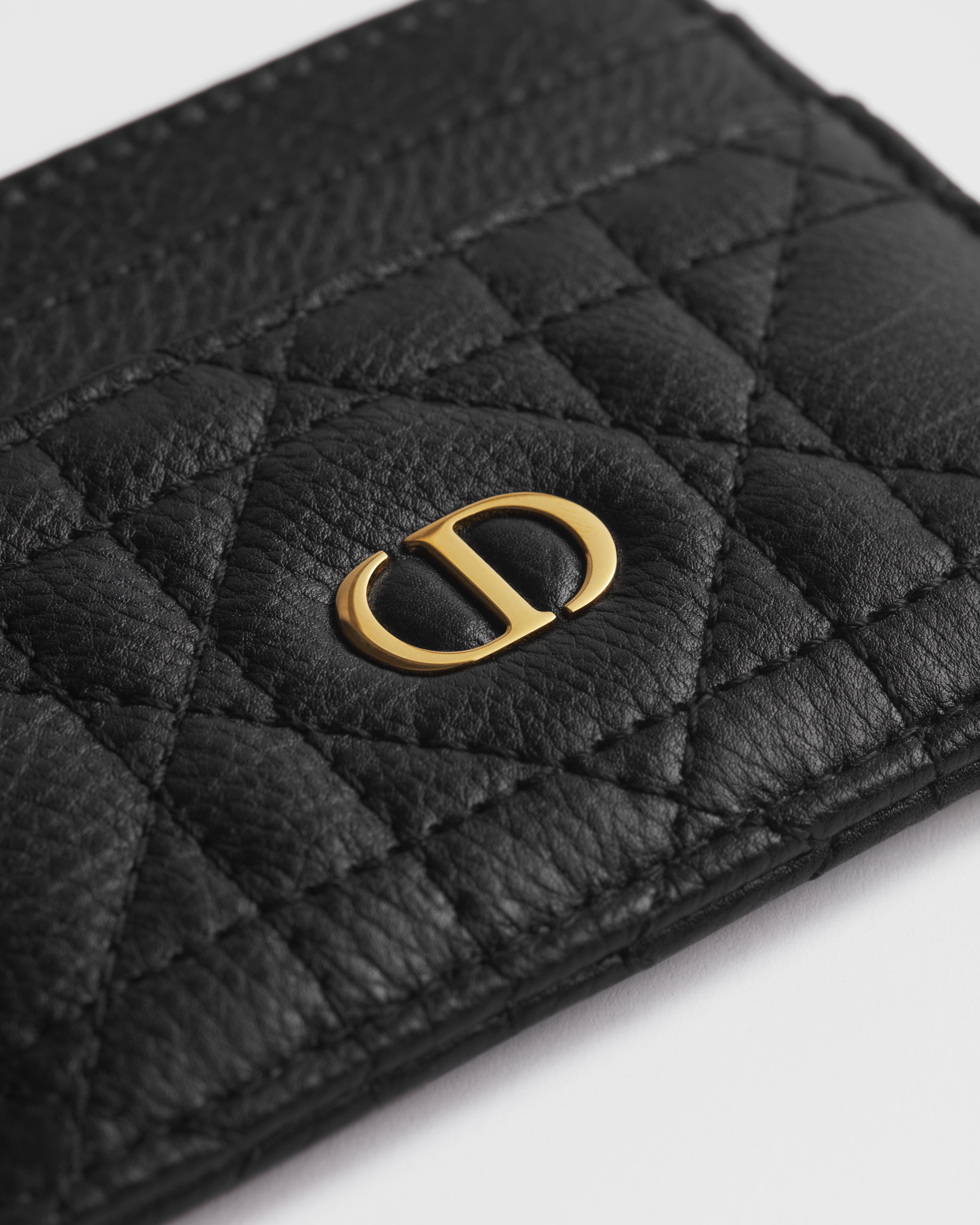 Dior Caro Freesia Kartenetui Weiches Cannage Kalbsleder in Schwarz E09