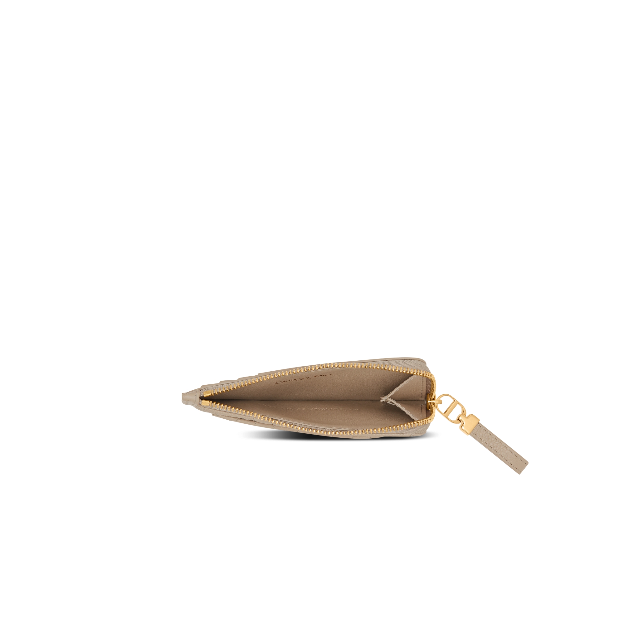 กระเป๋าใส่บัตรติดซิป Dior Caro Cosmos หนังลูกวัวสัมผัสนุ่มลาย Cannage สีทราย E06