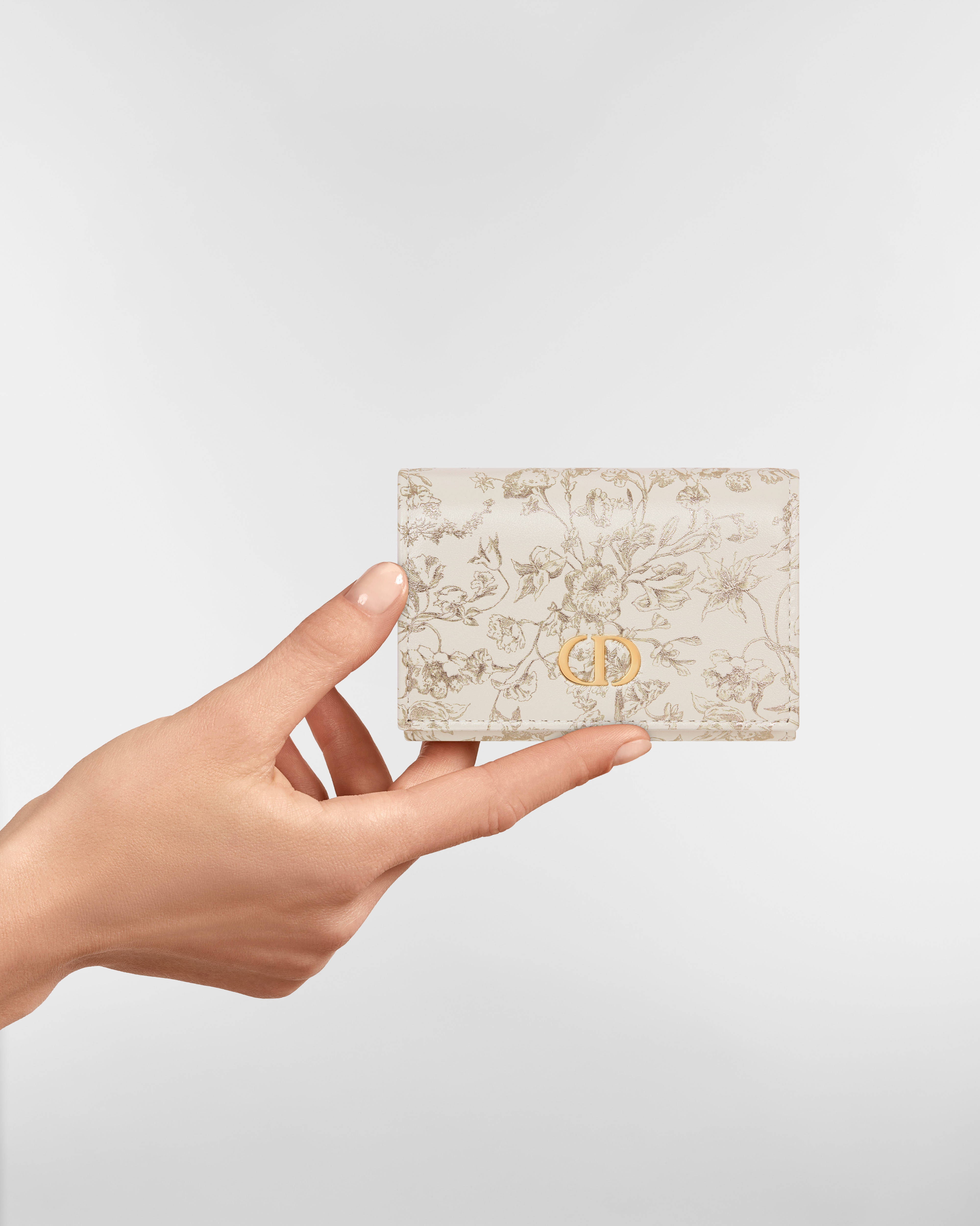 Portafoglio Glycine Dior Caro Pelle di vitello con stampa Millefiori color oro E11