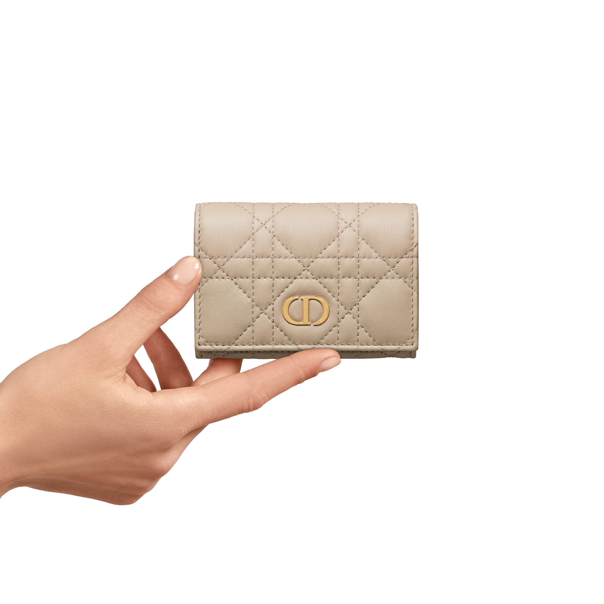 Dior Caro Glycine Wallet Sand Colored Supple Cannage Calfskin DIOR