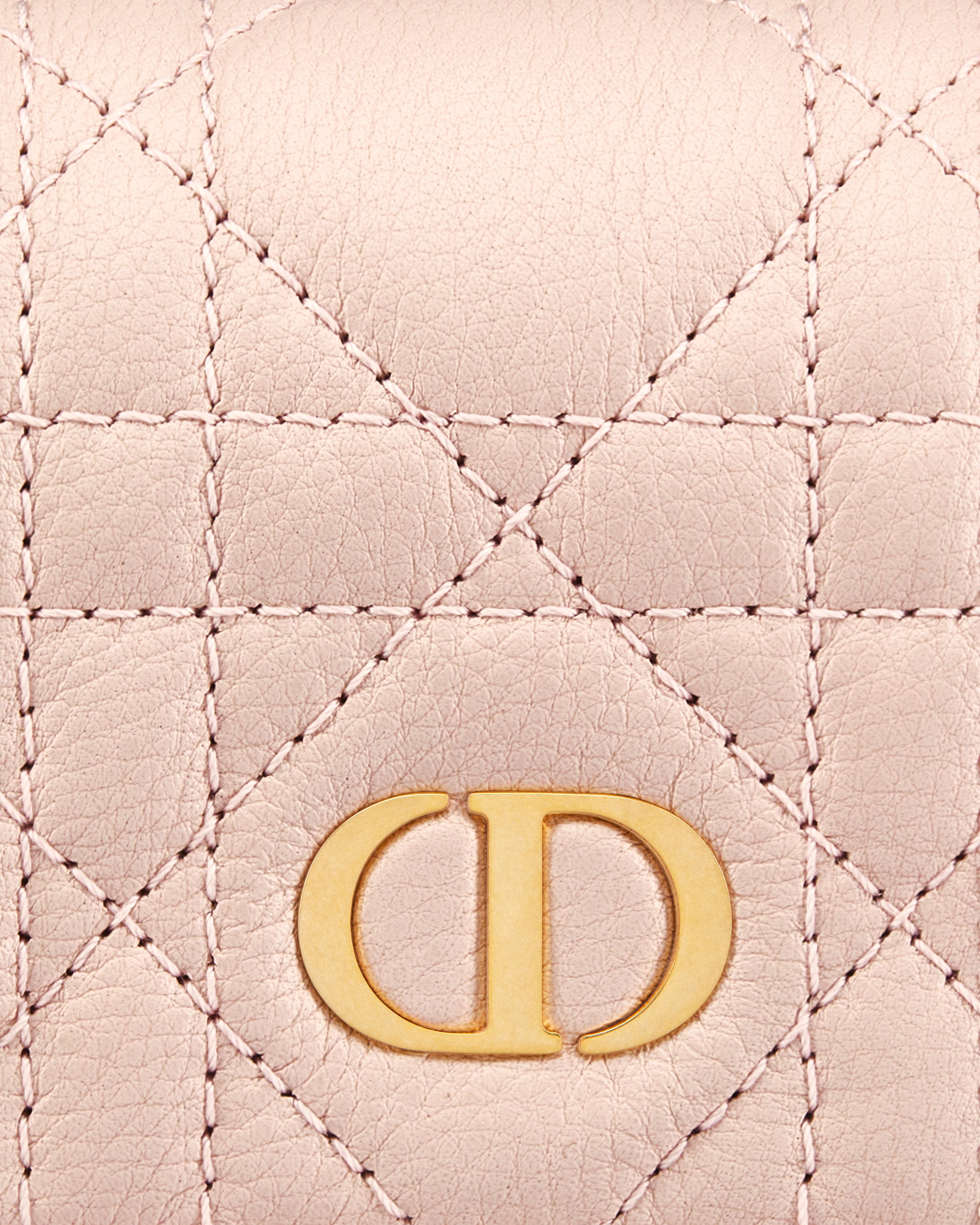 Cartera Dior Caro Glycine Piel de becerro Cannage flexible rosa empolvado E09