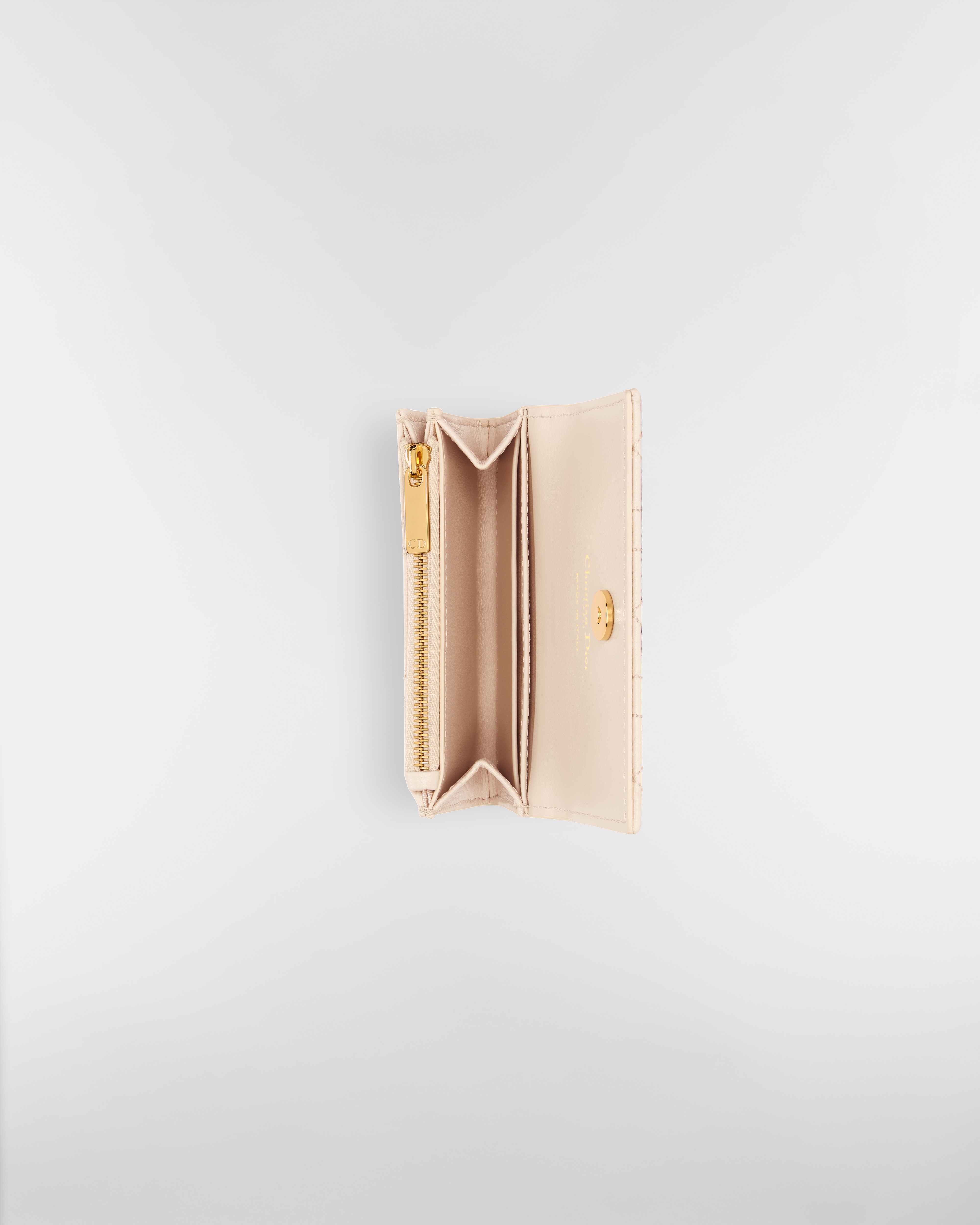 Dior Caro Glycine Wallet Sandstone Pink Supple Cannage Calfskin E06