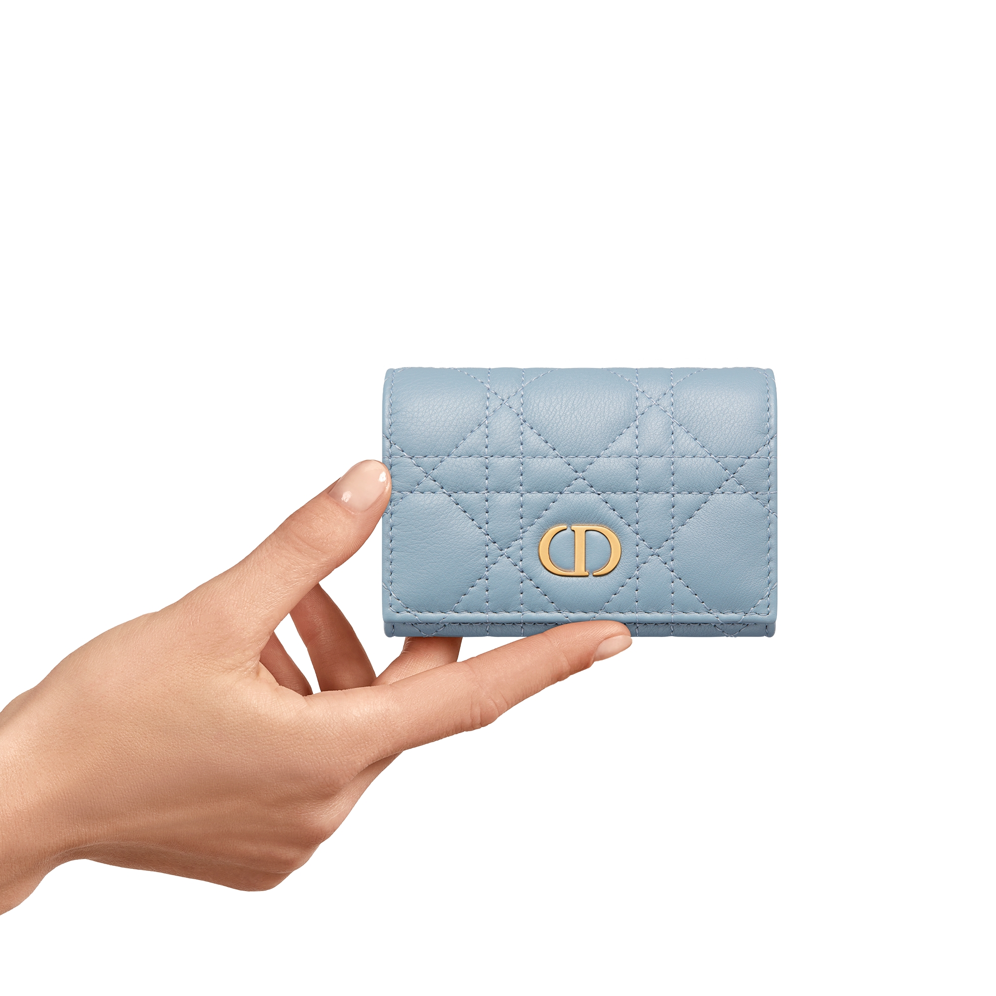 Dior Caro Glycine Wallet Cloud Blue Supple Cannage Calfskin E11