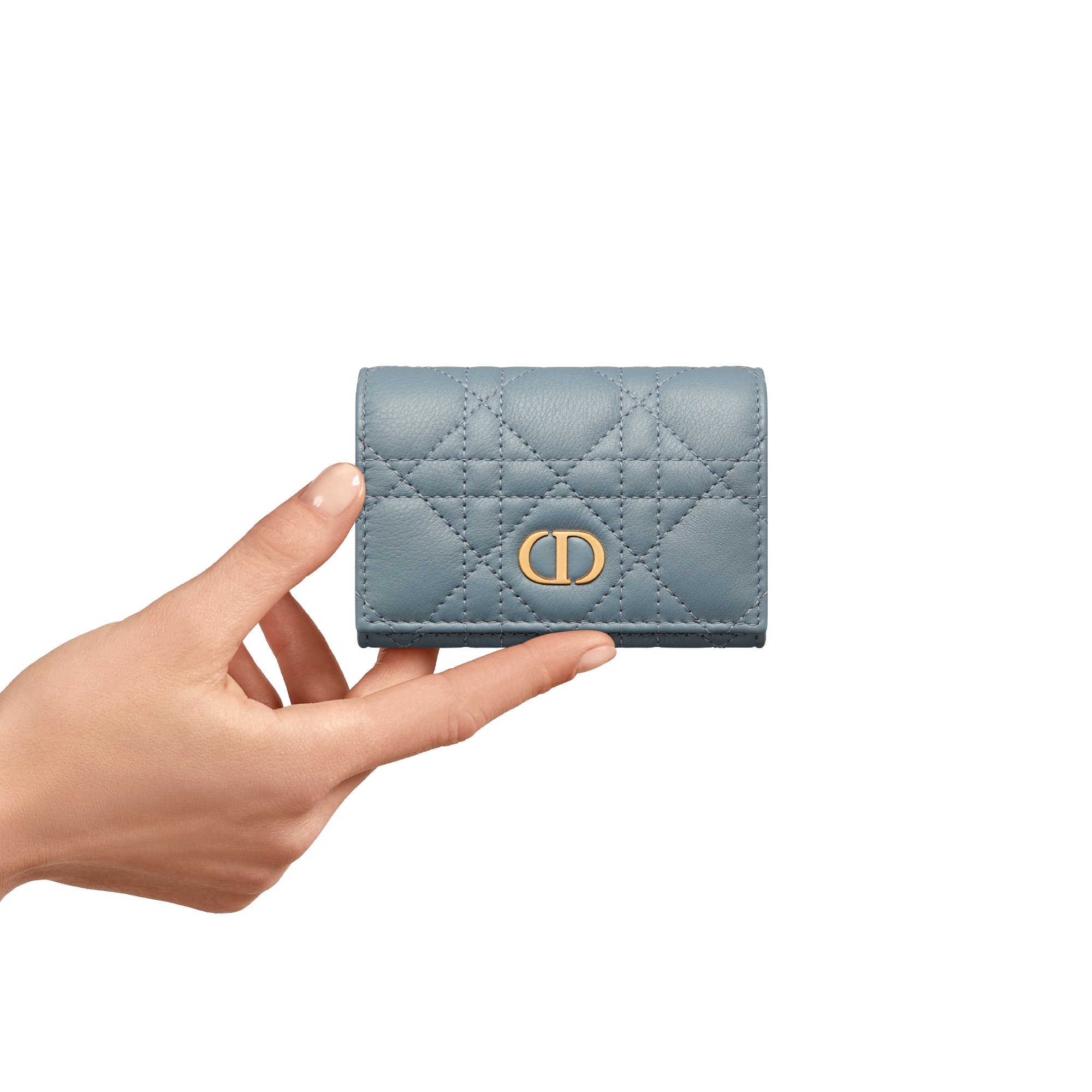 Dior Caro Glycine Wallet Cloud Blue Supple Cannage Calfskin | DIOR