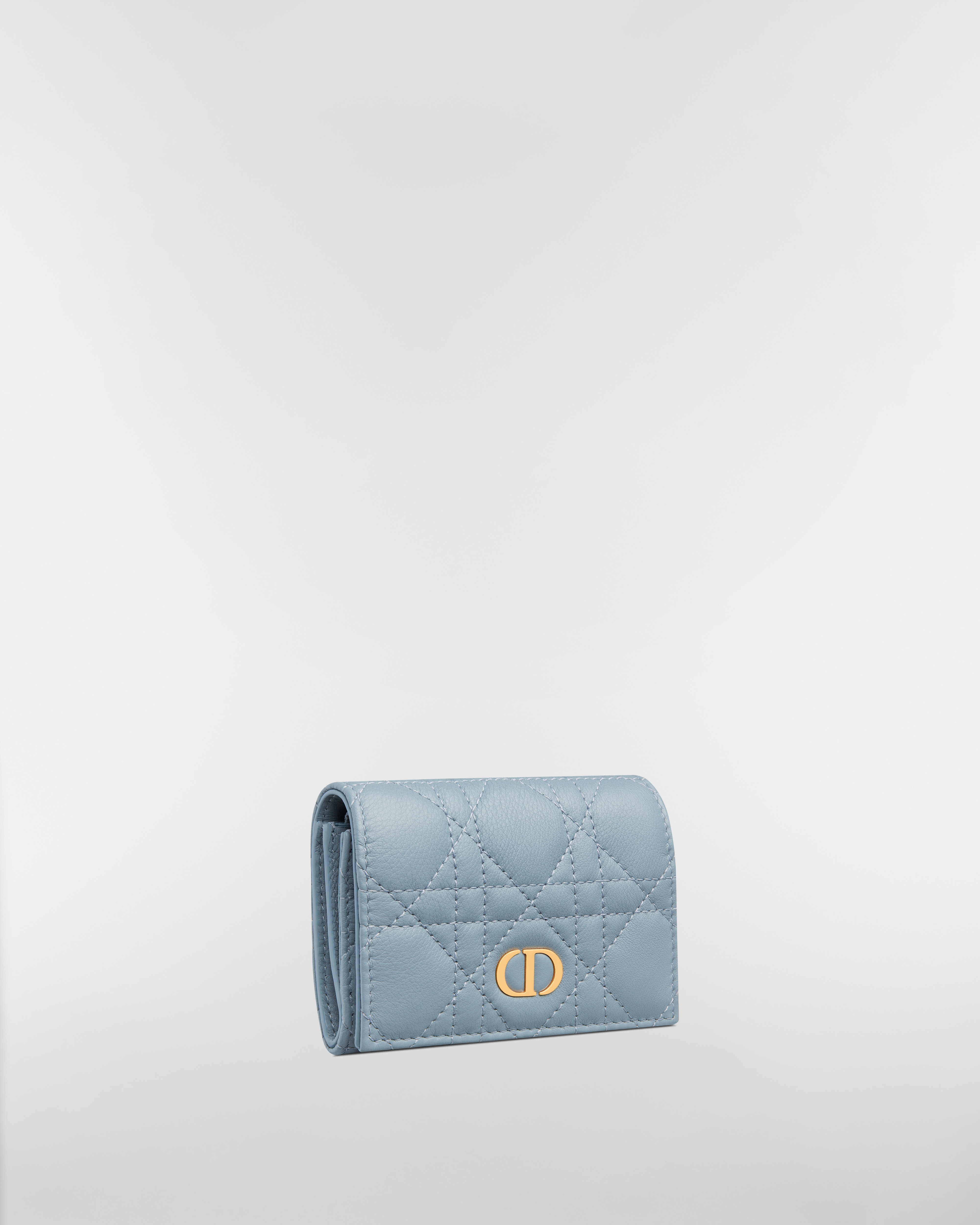 Dior Caro Glycine Wallet Cloud Blue Supple Cannage Calfskin E03