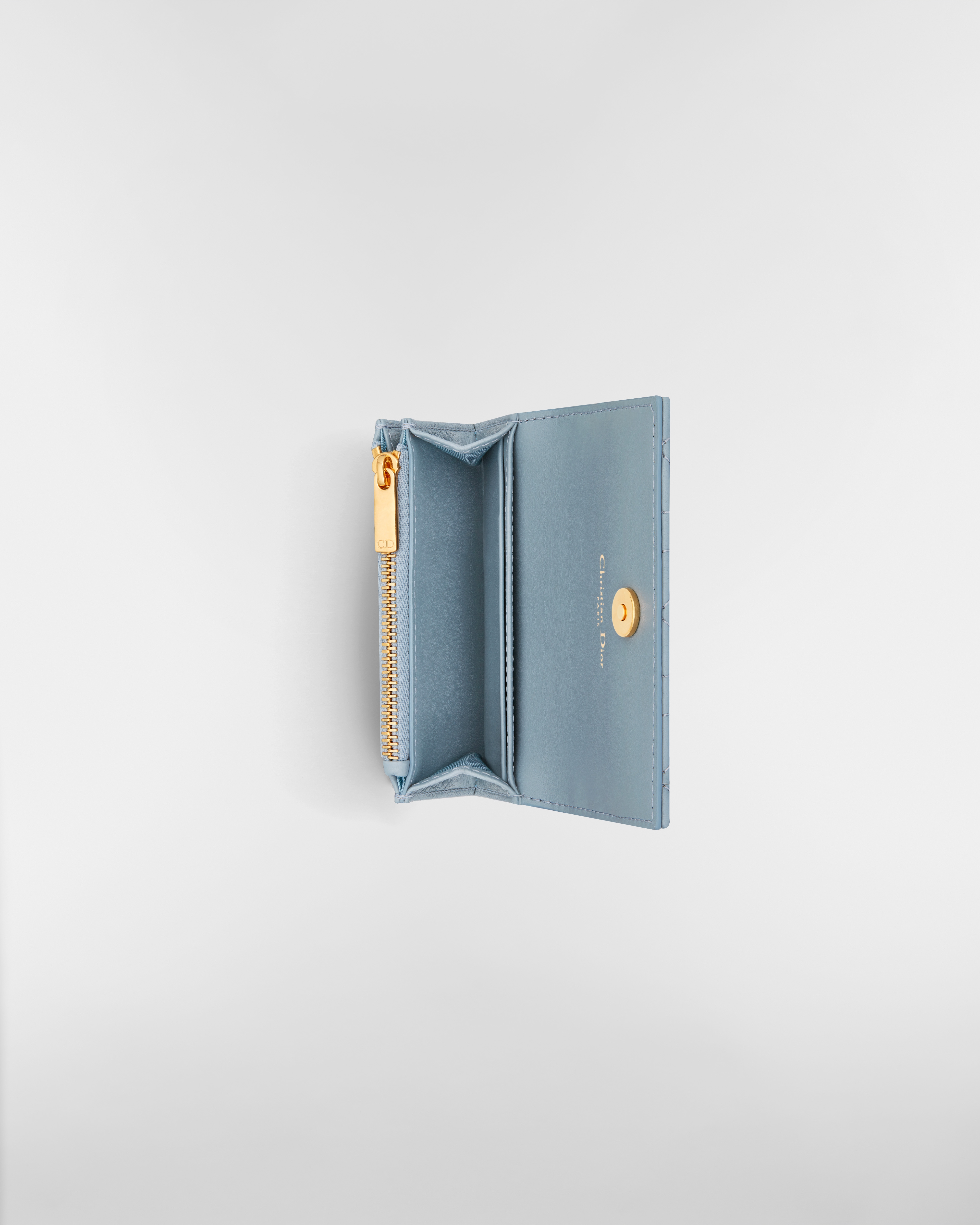 Dior Caro Glycine Wallet Cloud Blue Supple Cannage Calfskin E06