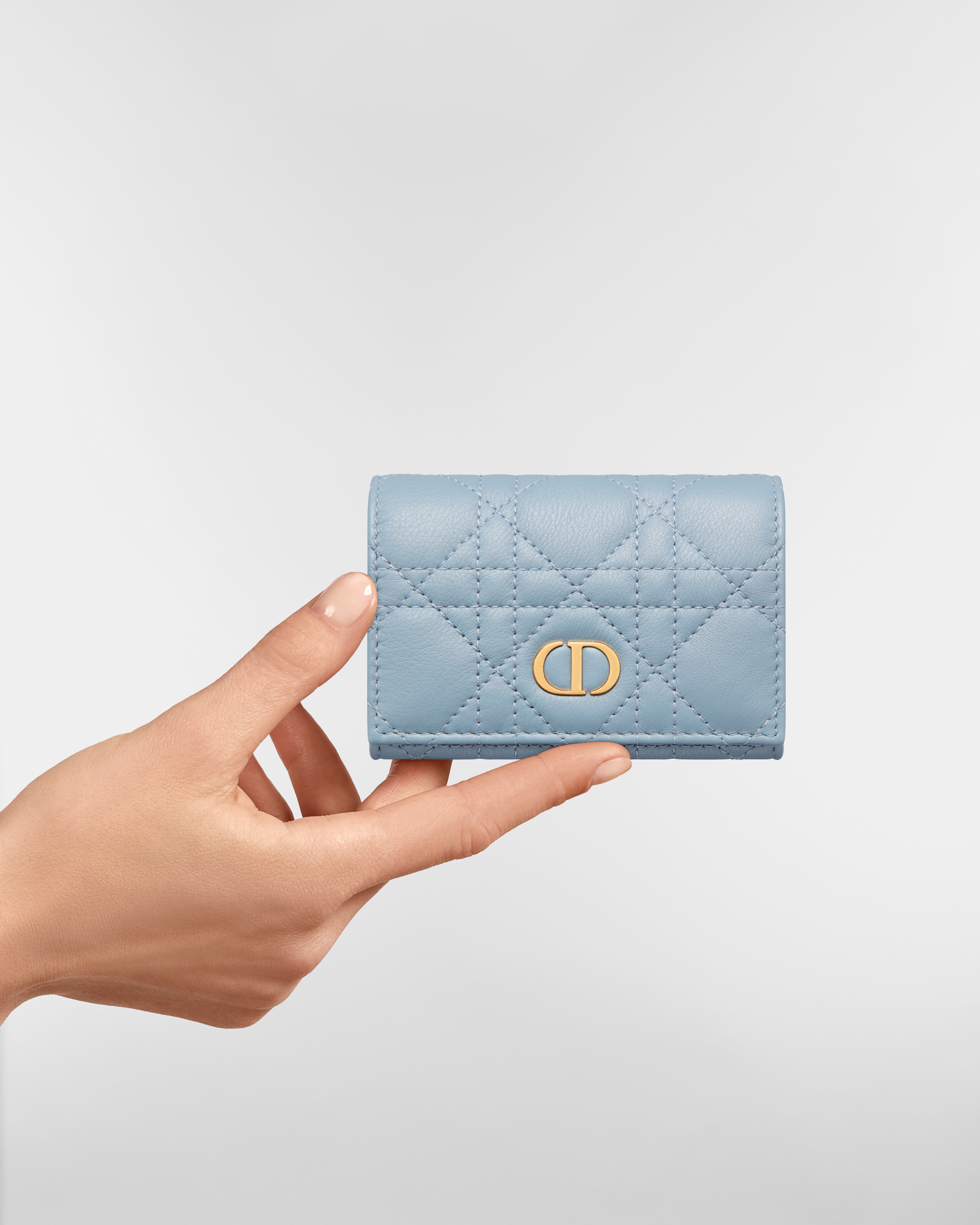 Dior Caro Glycine Wallet Cloud Blue Supple Cannage Calfskin E11