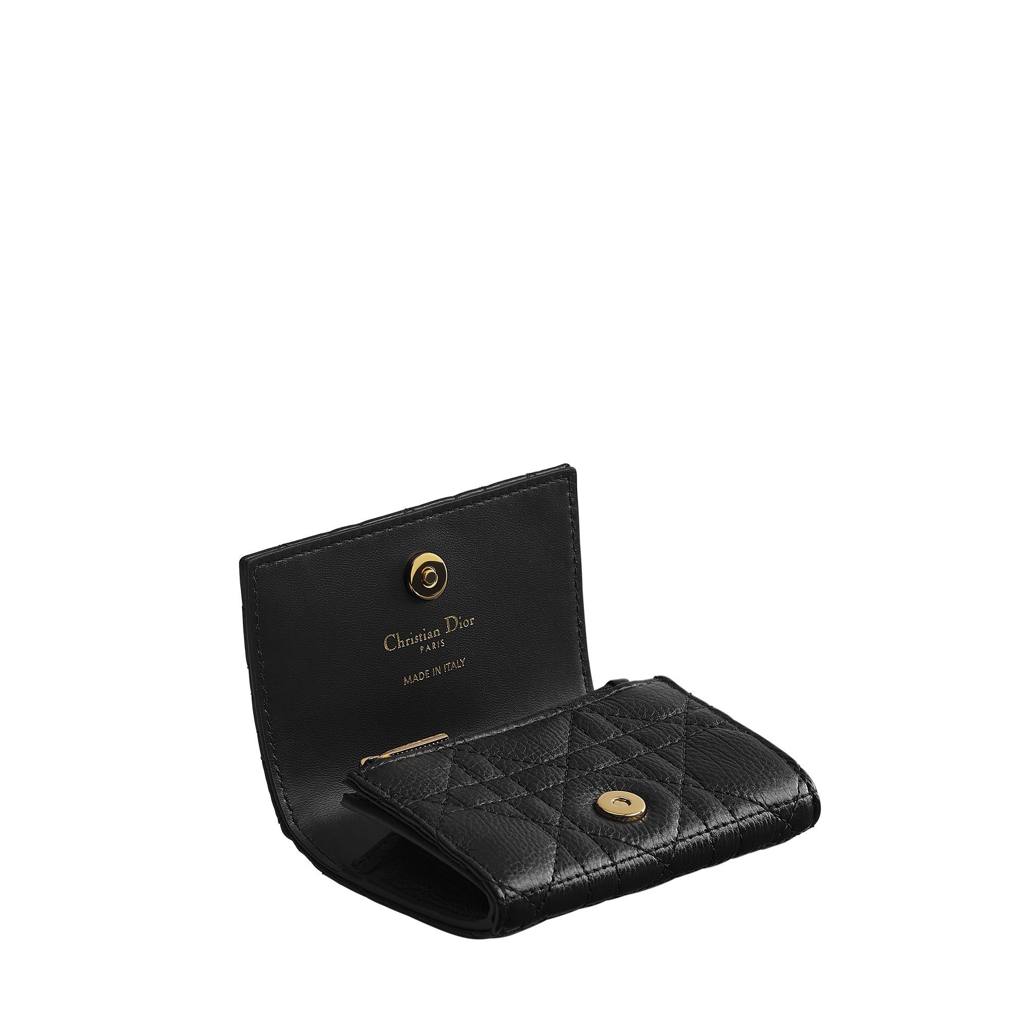 Dior Caro Glycine Wallet Black Supple Cannage Calfskin E06