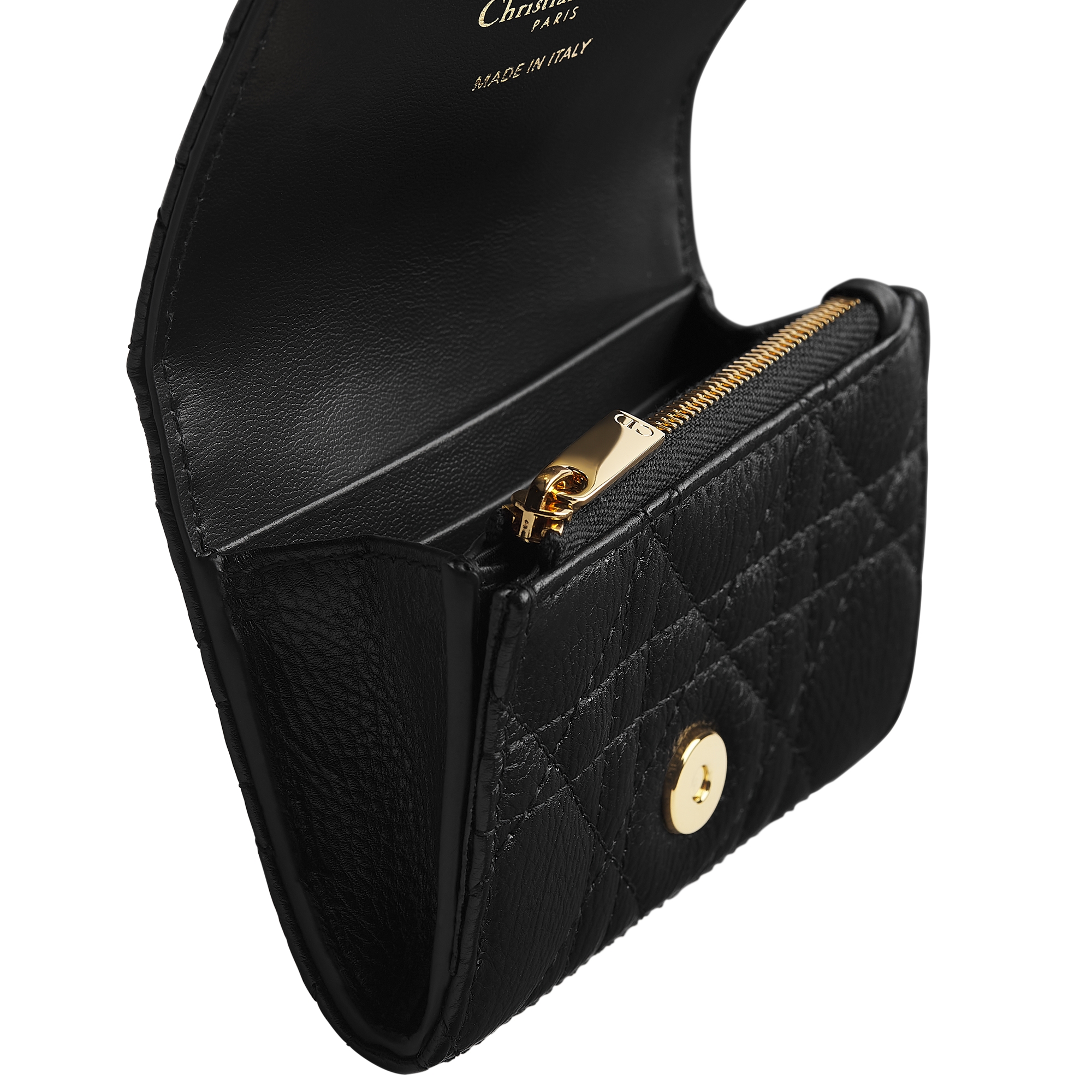 Dior Caro Glycine Wallet Black Supple Cannage Calfskin E10