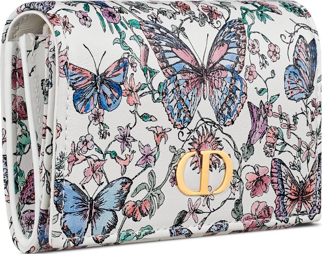 Dior Caro Glycine Wallet Three quarter closed view