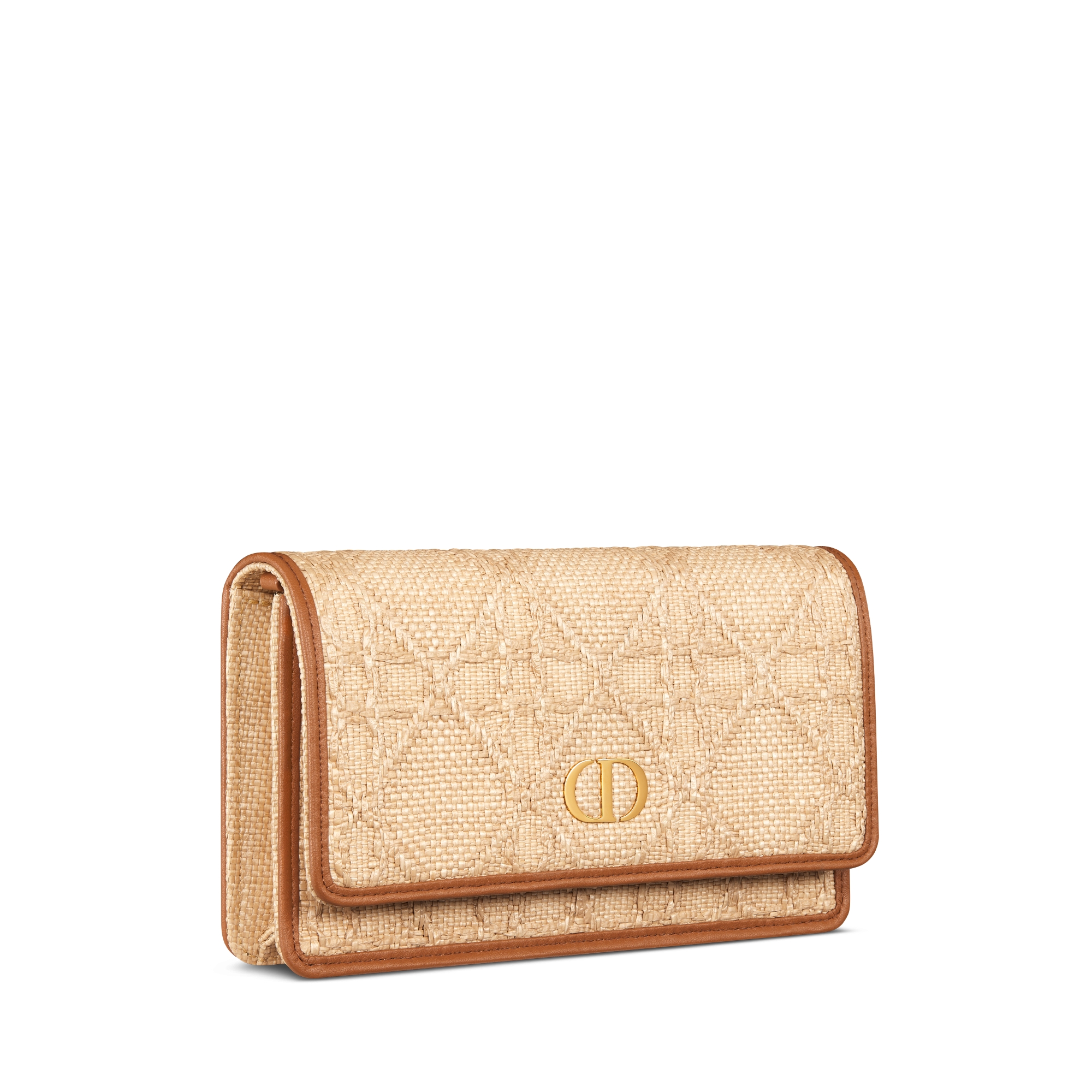 Pochette à chaîne Dior Caro Raphia Cannage beige E03