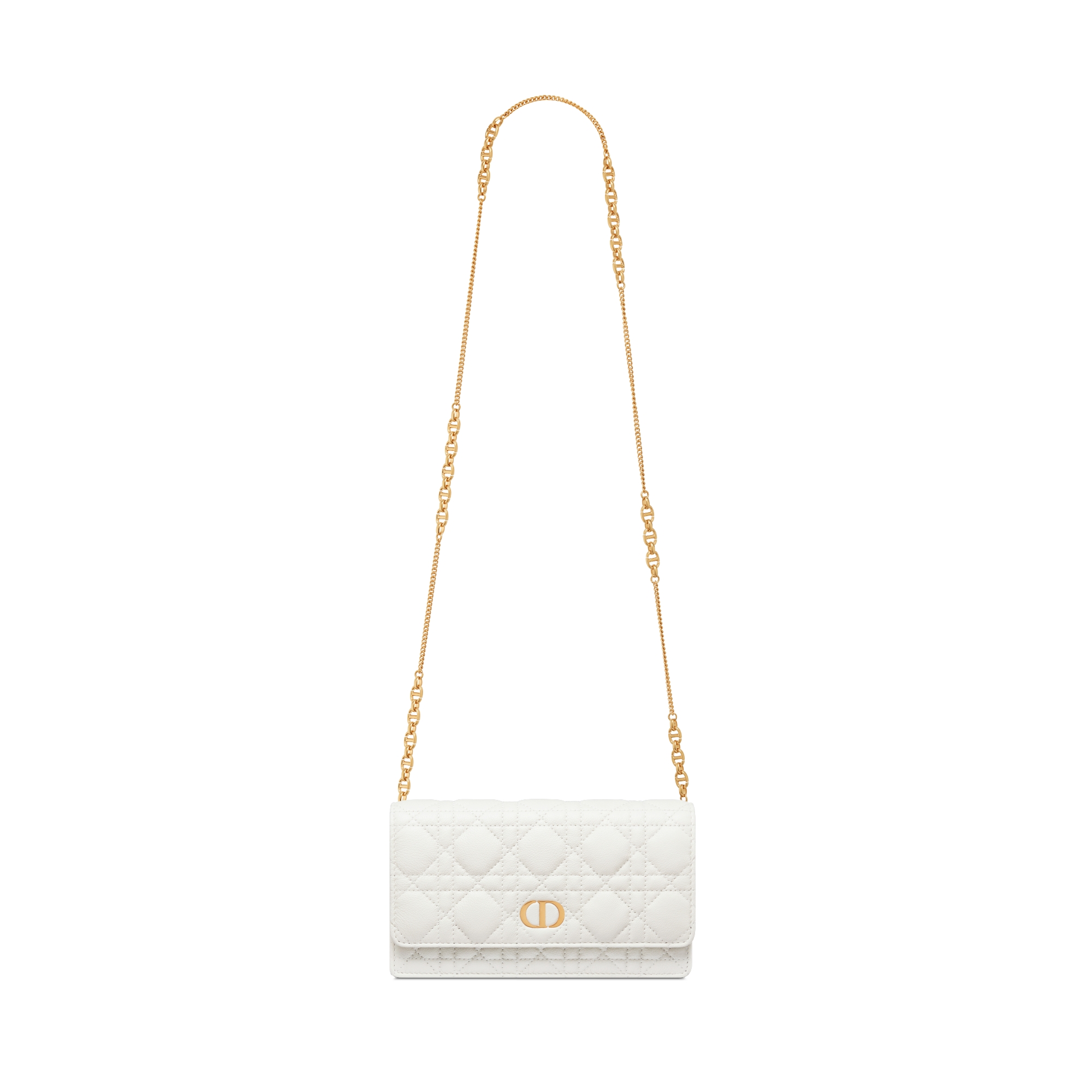 Dior Caro Pouch with Chain Latte Supple Cannage Calfskin E07