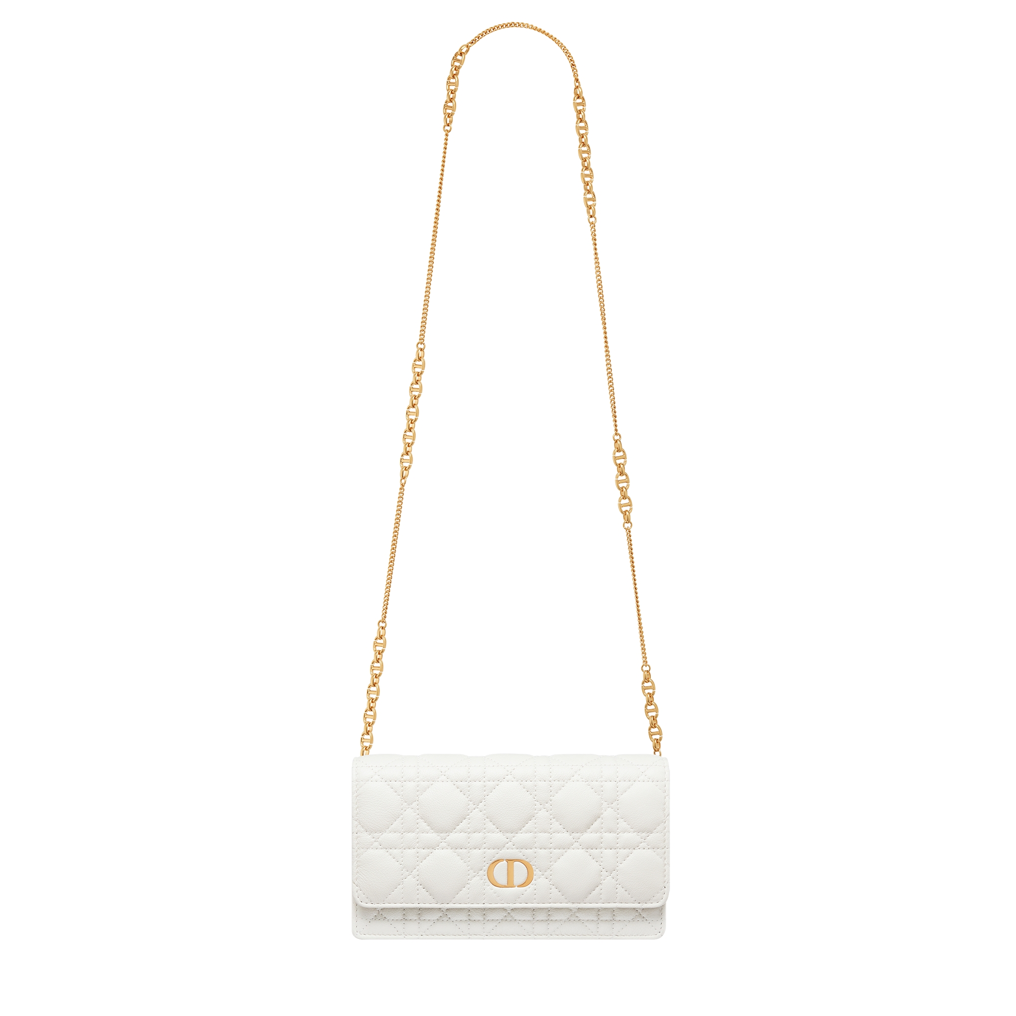 Dior Caro Pouch with Chain Latte Supple Cannage Calfskin E07