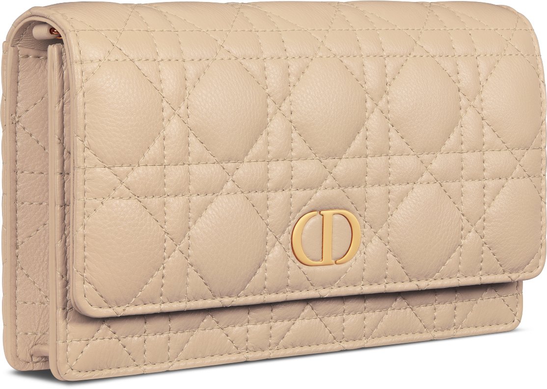 Dior Caro Pouch with Chain Three quarter closed view