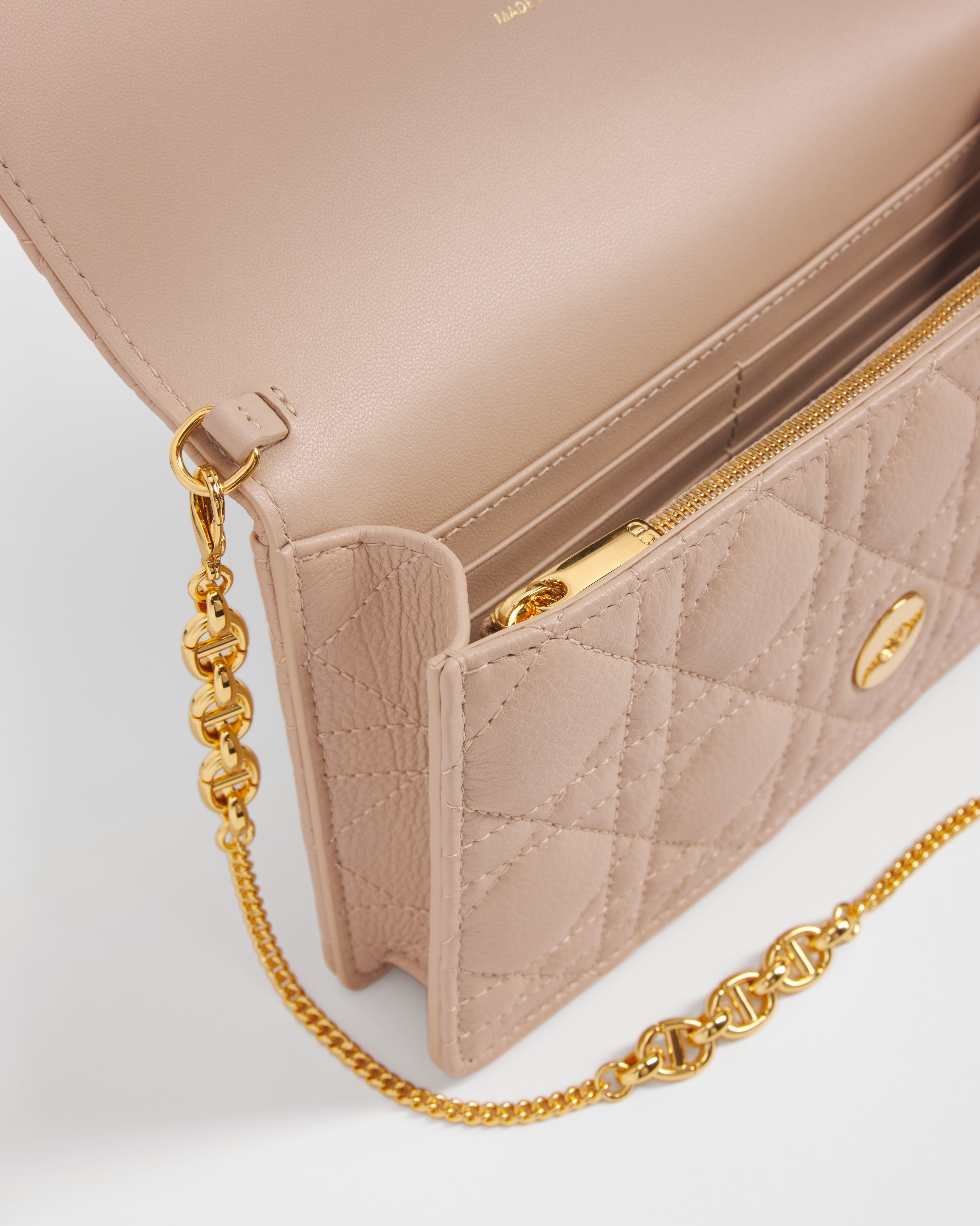 Dior Caro Pouch with Chain Powder Beige Supple Cannage Calfskin E06