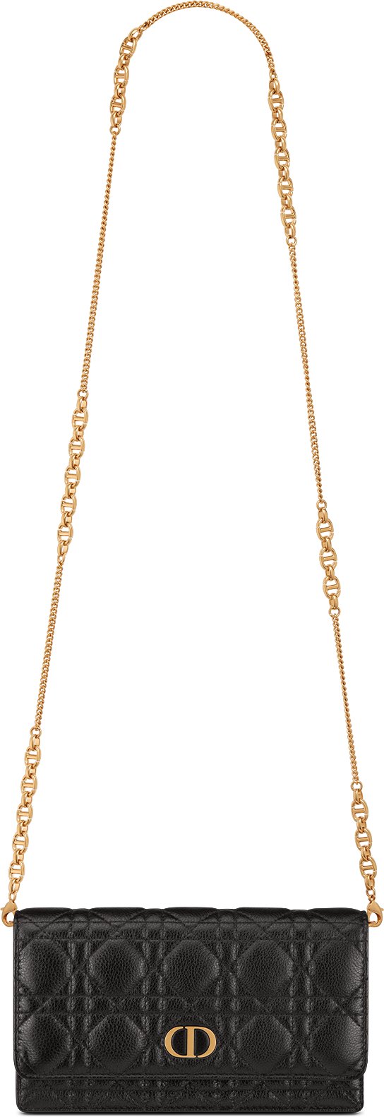 DIOR Caro Pouch With Chain Black Supple Cannage Calfskin Women