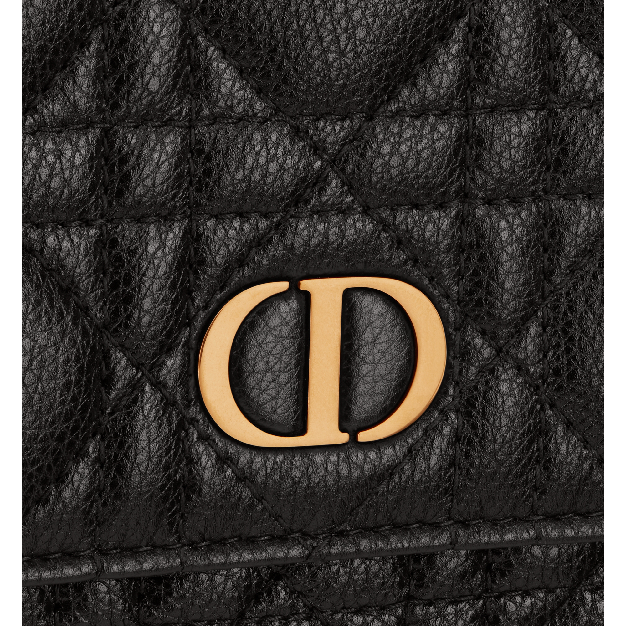 Dior Caro Pouch with Chain Black Supple Cannage Calfskin E09