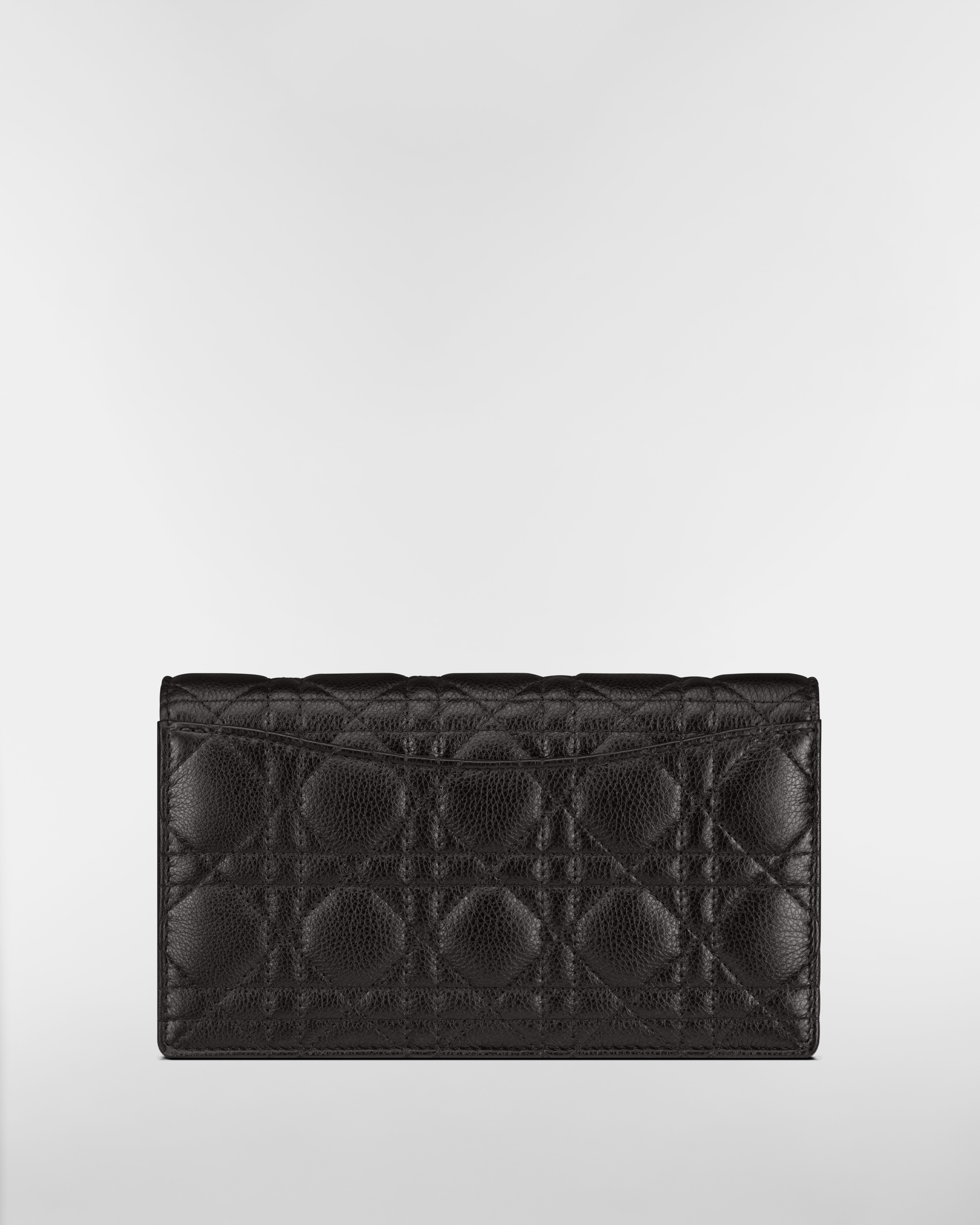 Dior Caro Pouch mit Kette Weiches Cannage Kalbsleder in Schwarz E08