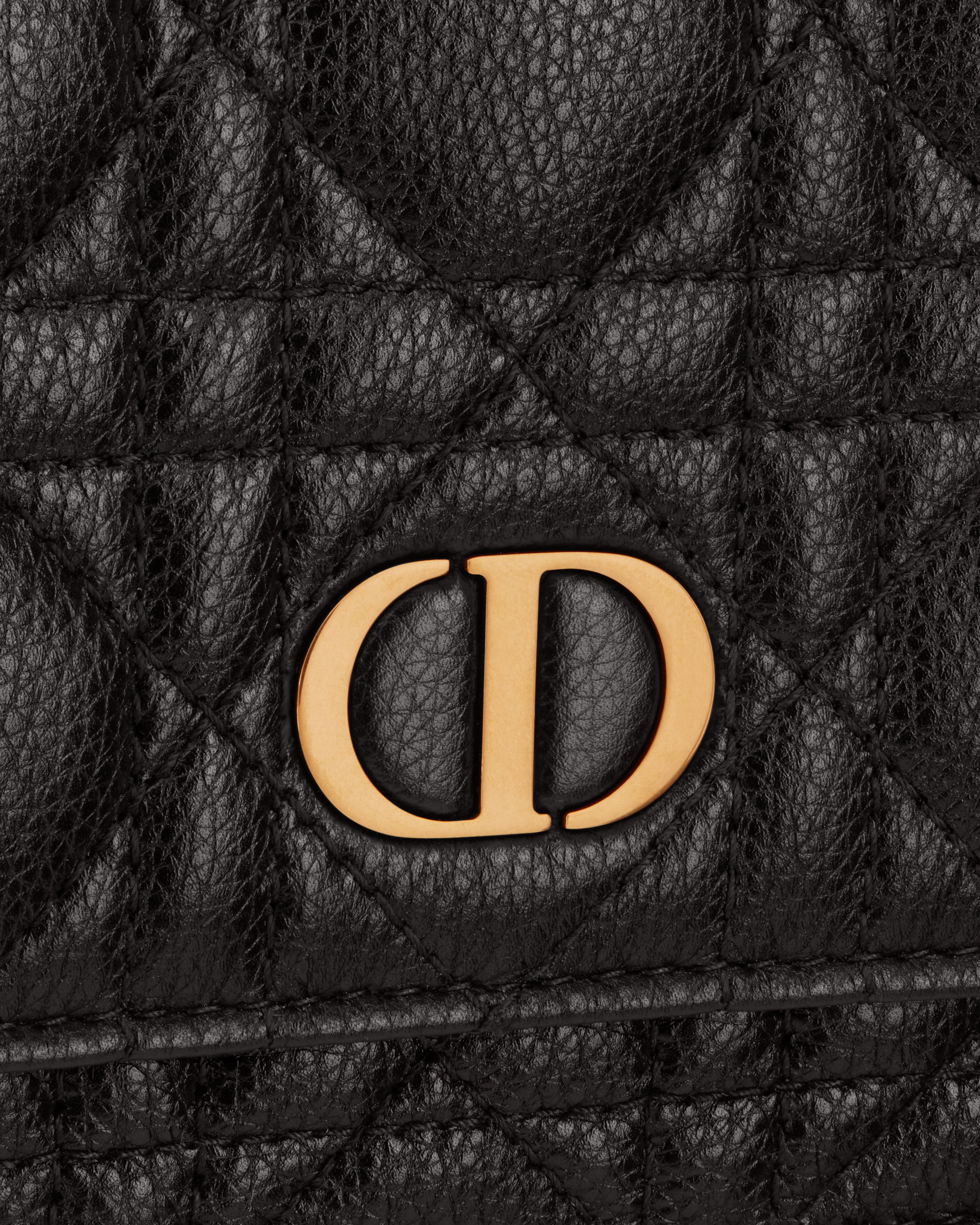 حقيبة باوتش Dior Caro مع سلسلة جلد العجل المرن الأسود بنمط كاناج E09