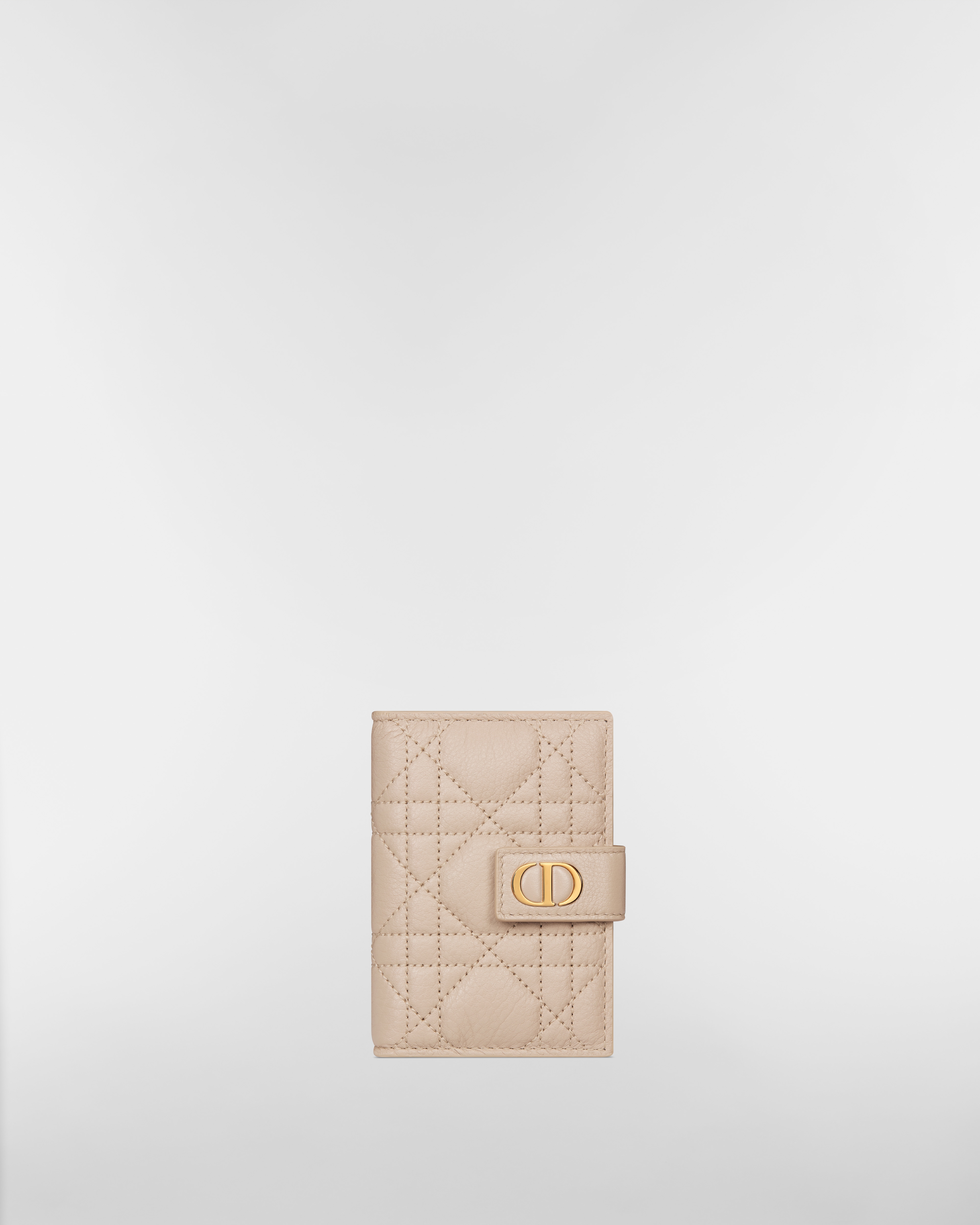 Dior Caro Dandelion Kartenetui Weiches Cannage Kalbsleder in Puderbeige E01